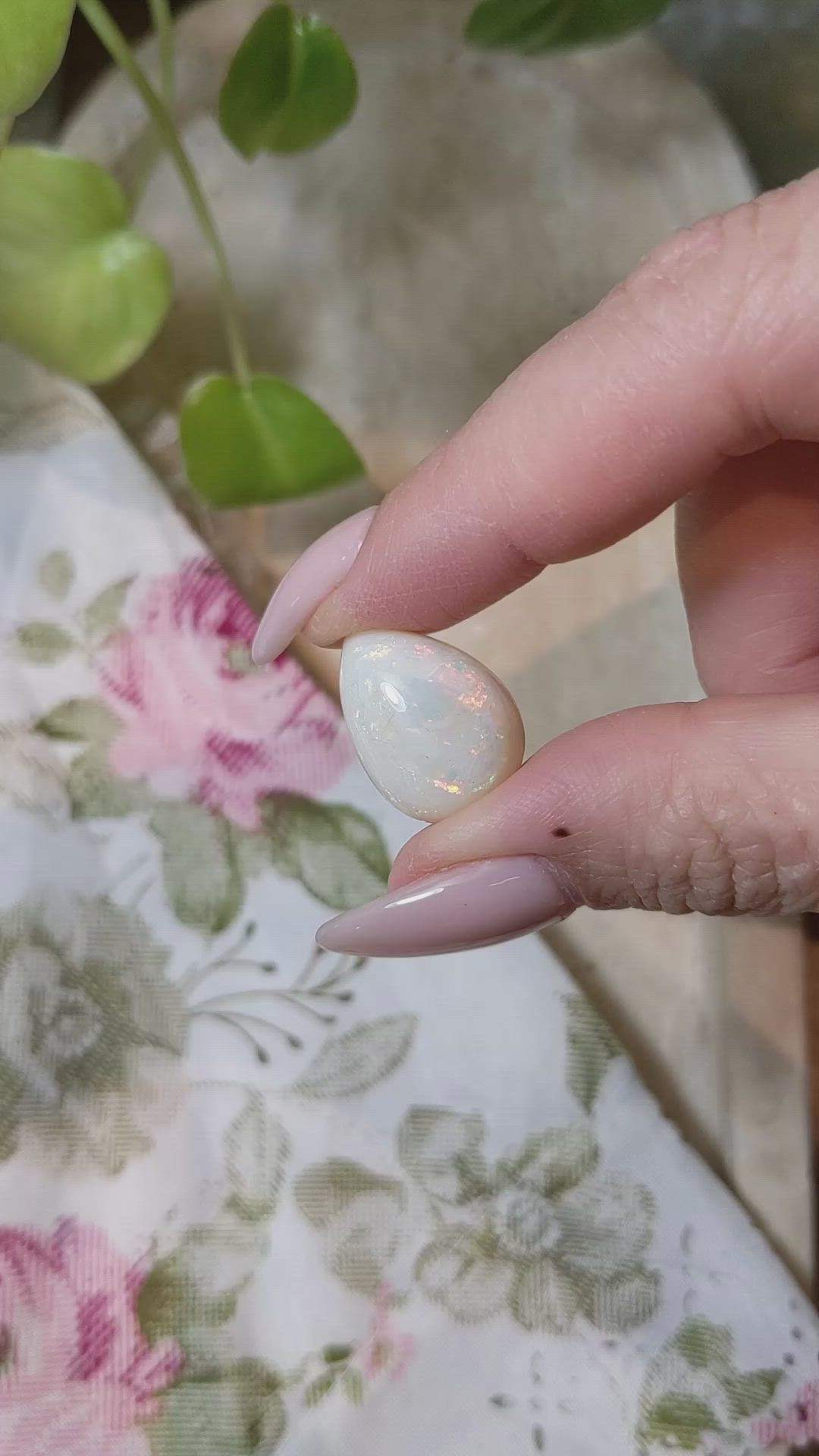10.32 Ct. Cabochon White Opal from Ethiopia Size Video