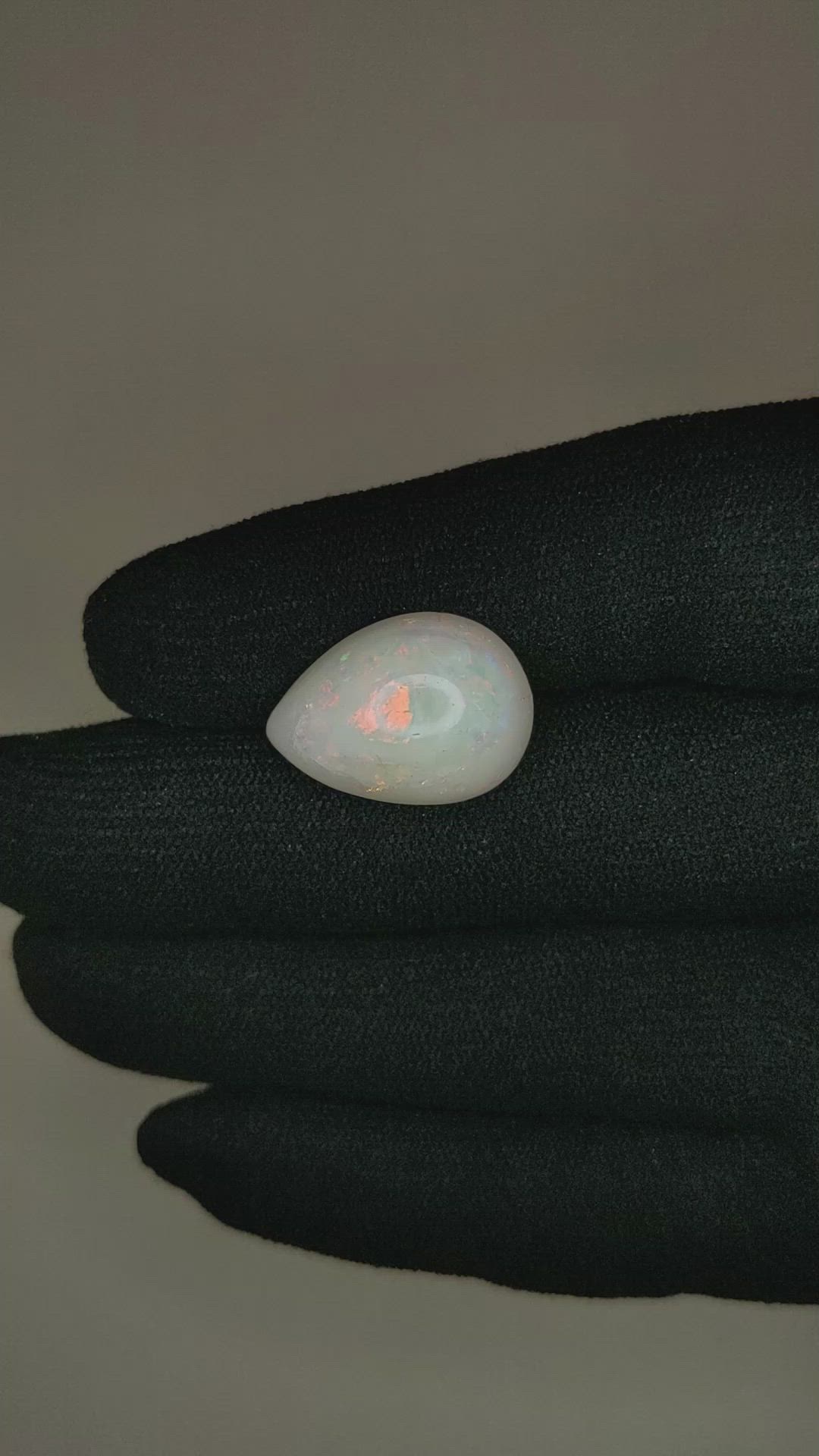 10.32 Ct. Cabochon White Opal from Ethiopia Size Video