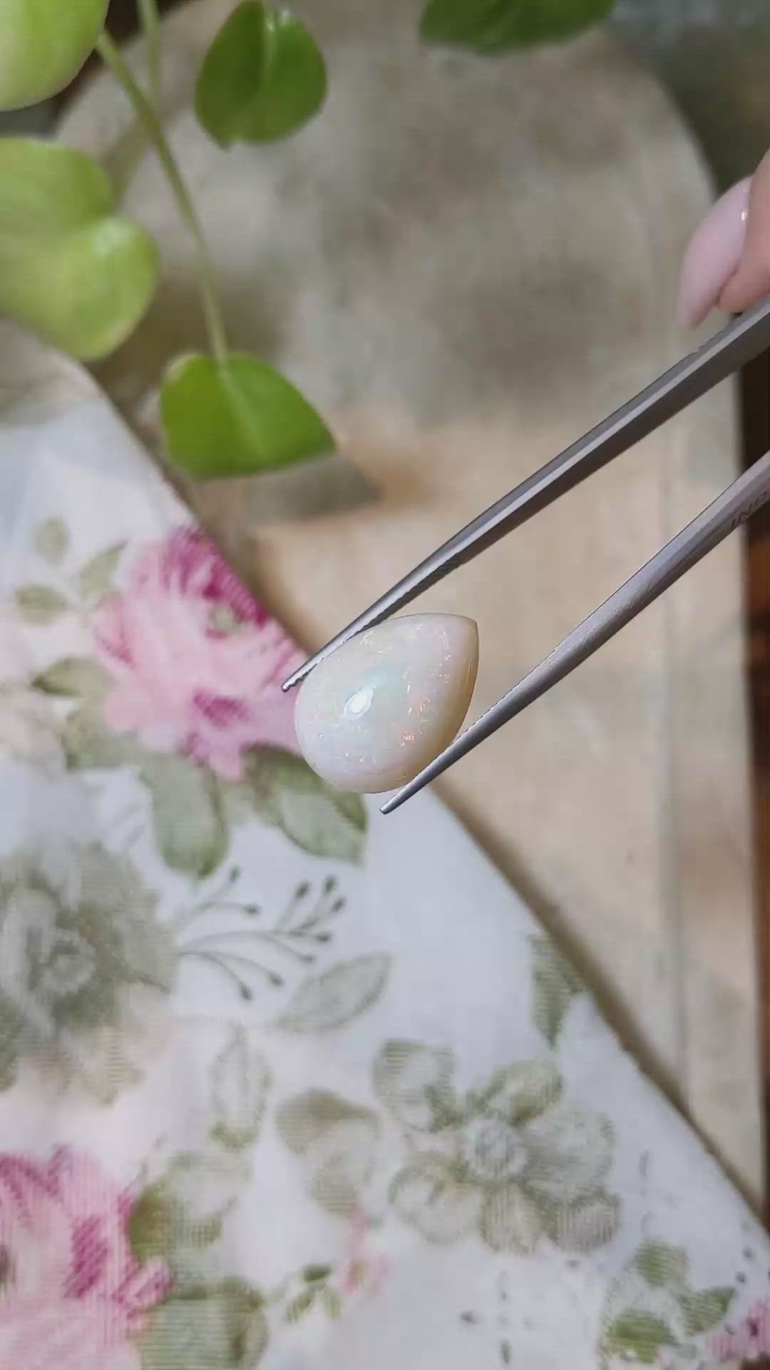 10.32 Ct. Cabochon White Opal from Ethiopia Size Video