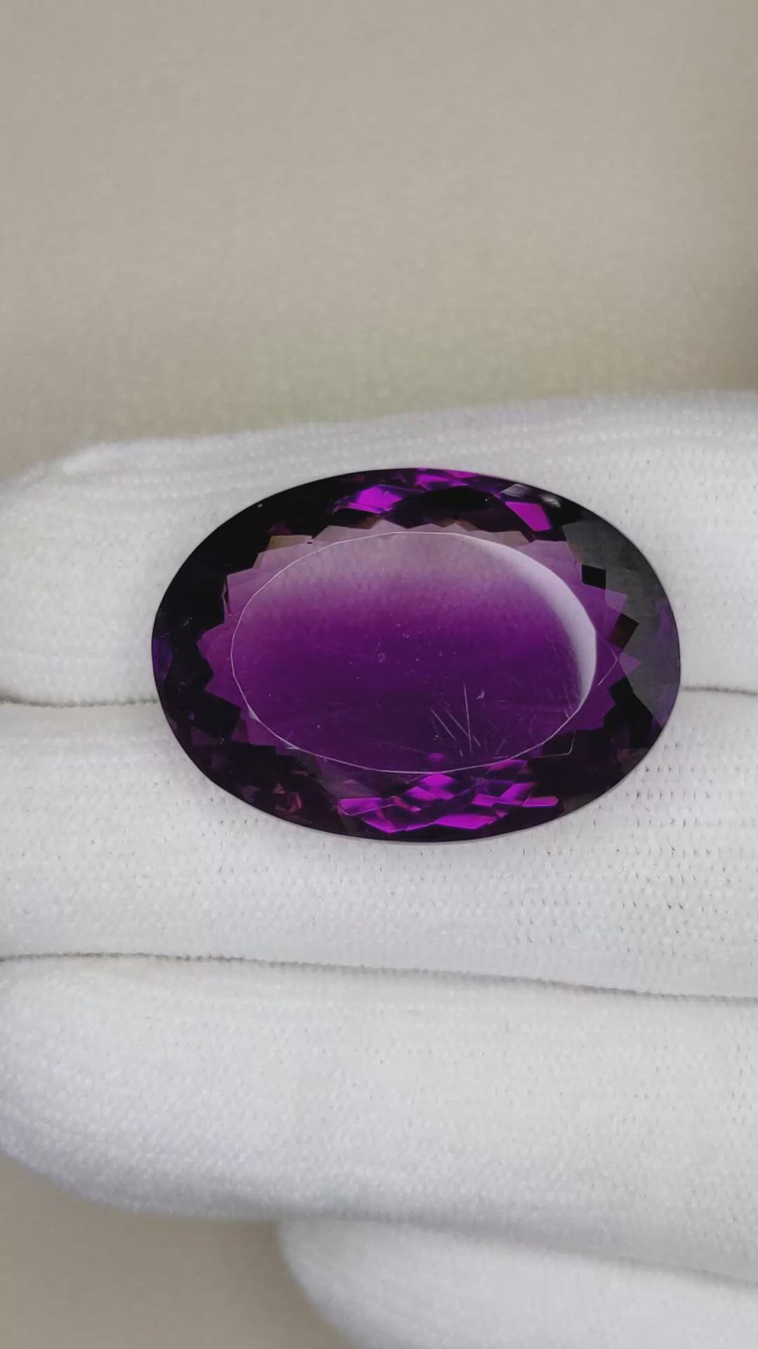 36.70 Ct. Amethyst from Brazil Size Video
