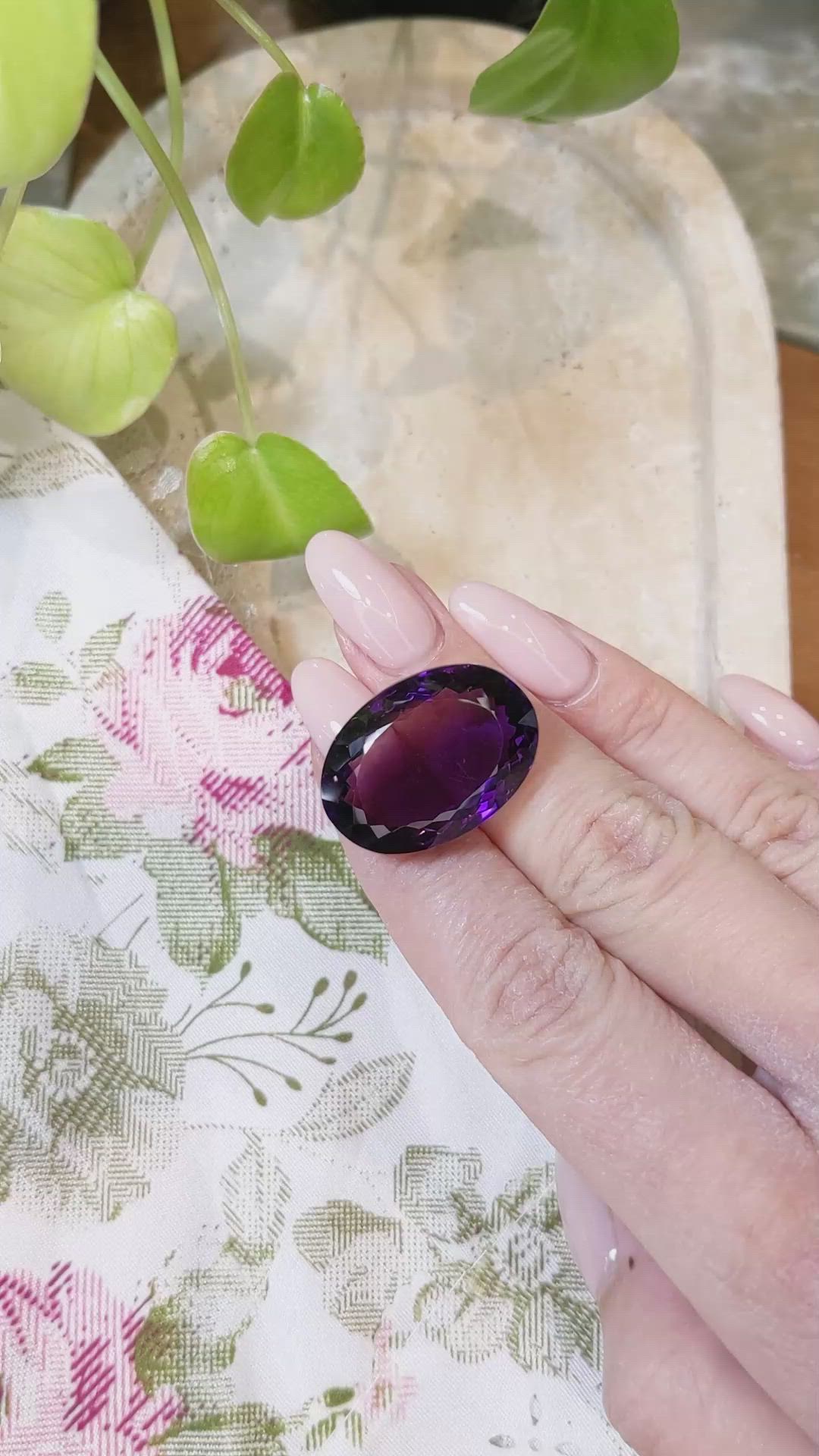 36.70 Ct. Amethyst from Brazil Size Video