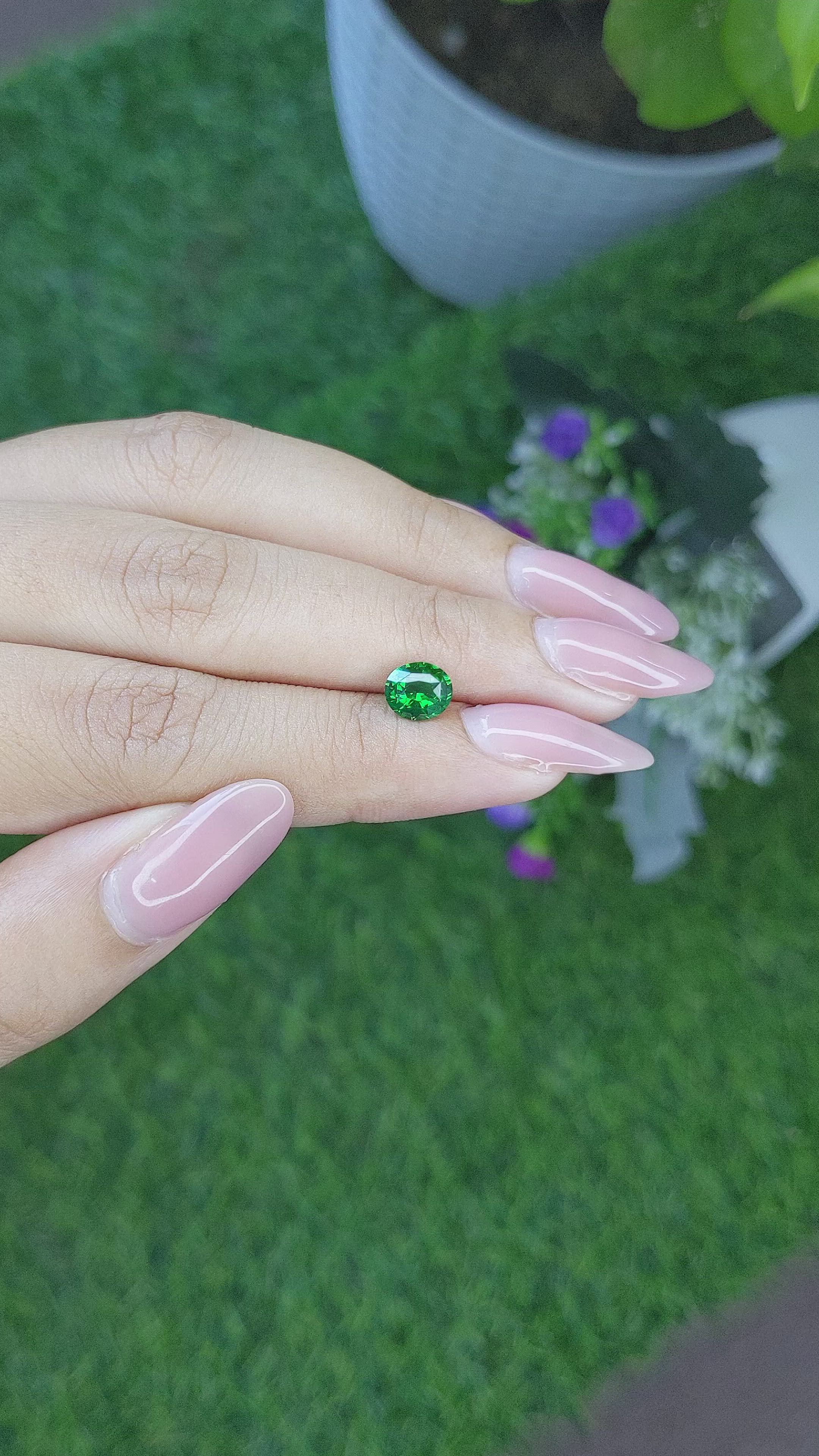 1.09 Ct. Tsavorite Garnet from Tanzania Size Video