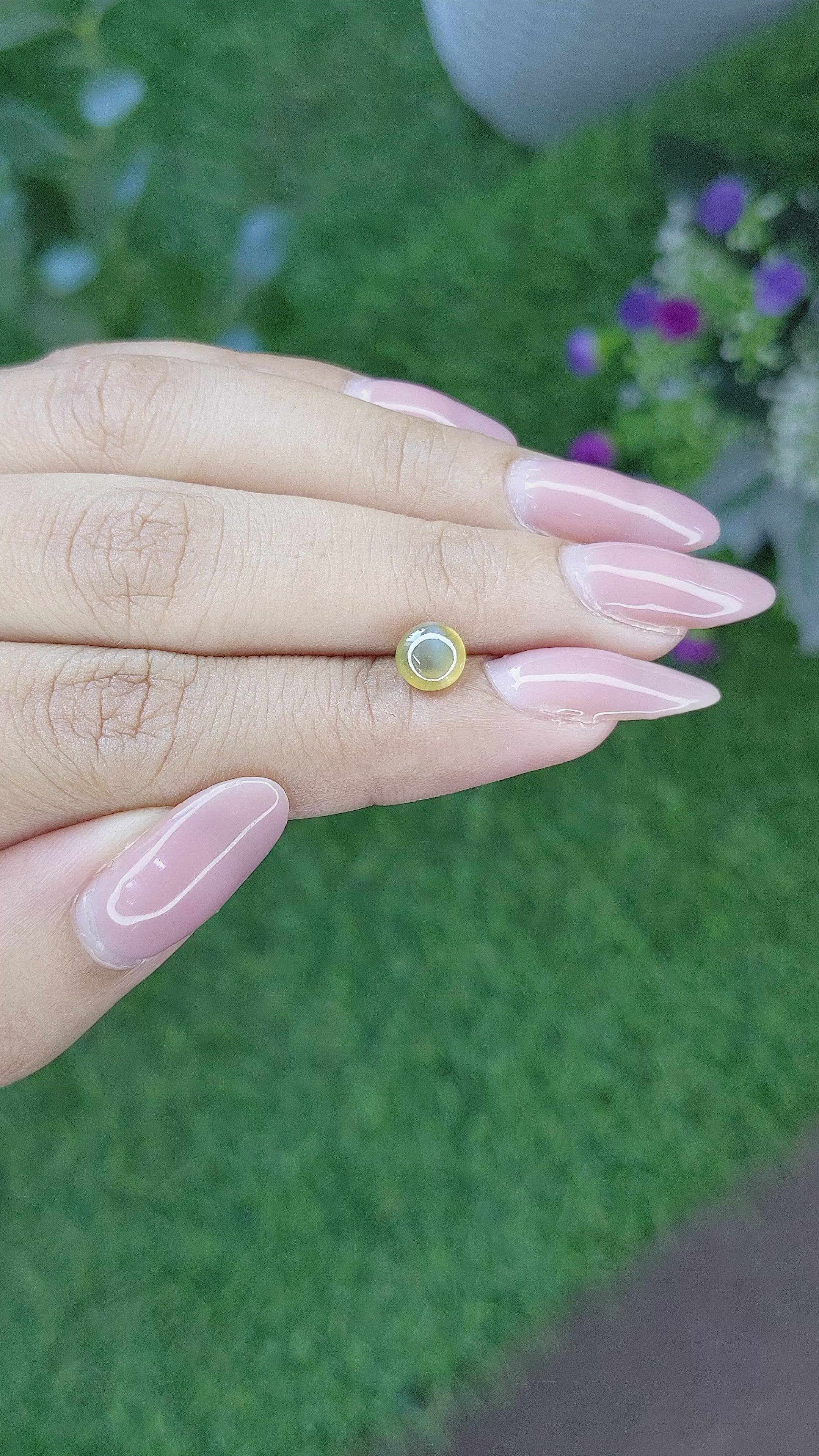 1.46 Ct. Greenish Yellow Cabochon Chrysoberyl from Tanzania Size Video