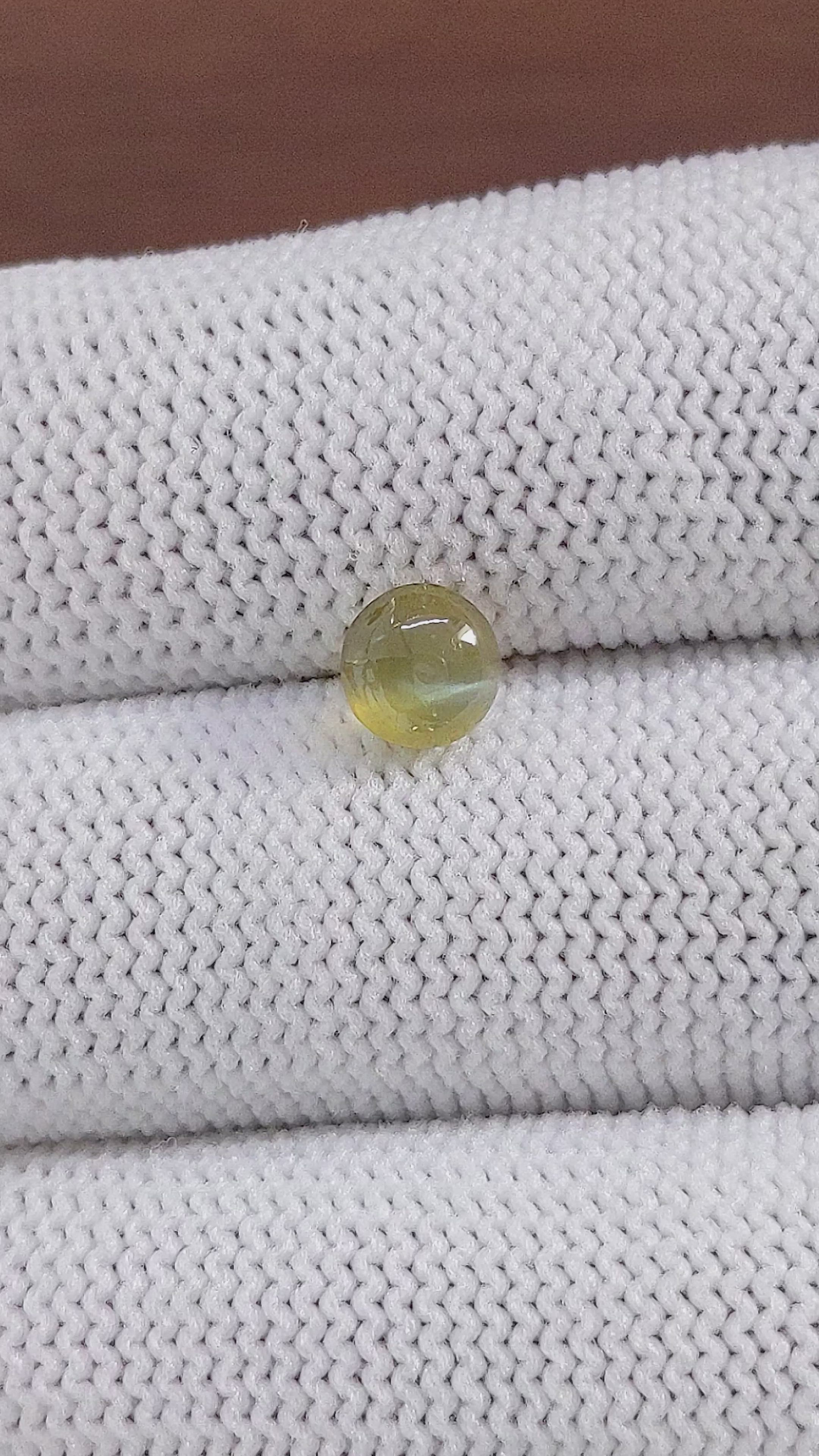 1.46 Ct. Greenish Yellow Cabochon Chrysoberyl from Tanzania Size Video