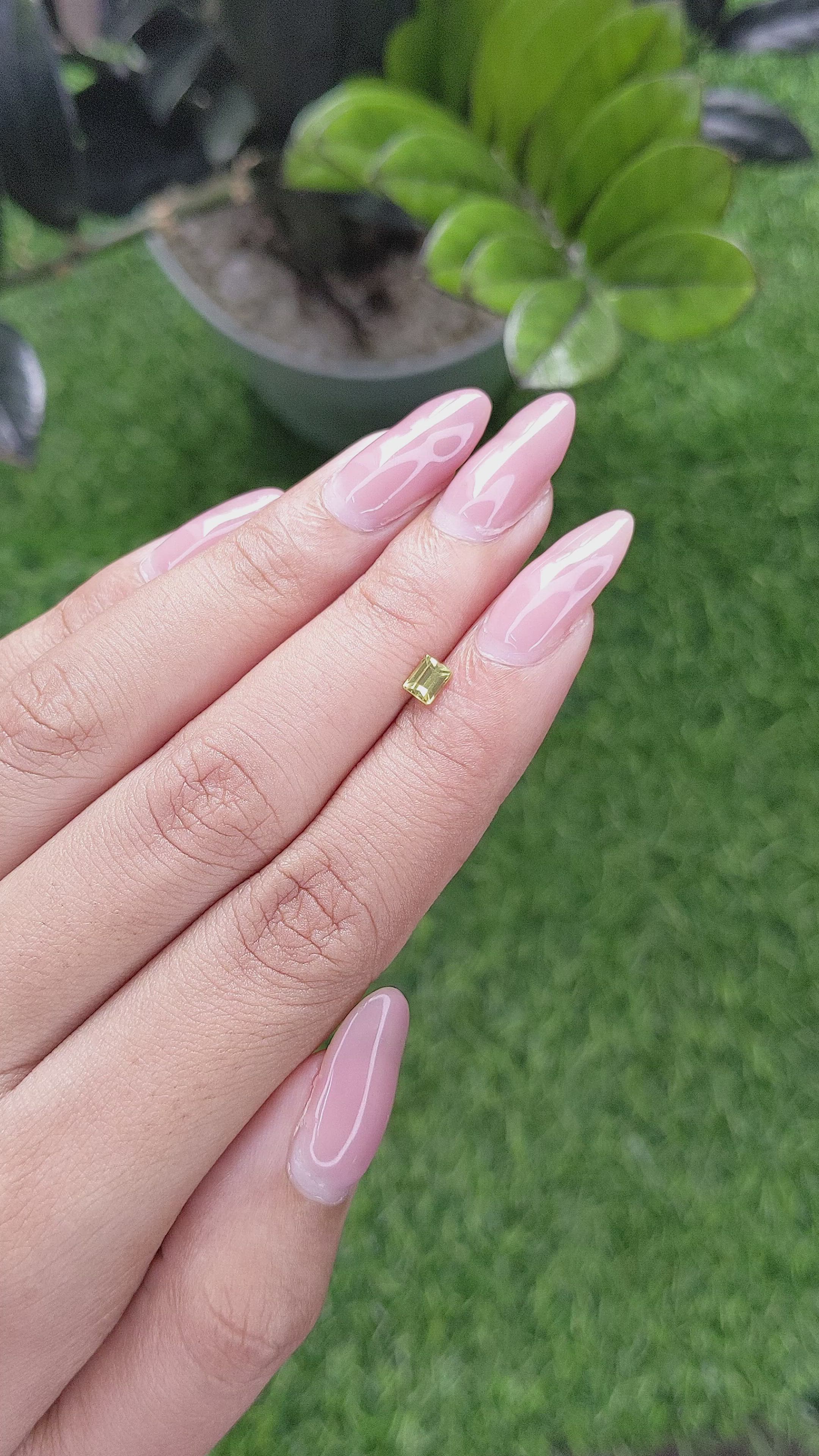 0.34 Ct. Greenish Yellow Chrysoberyl from Ceylon (Sri Lanka) Size Video