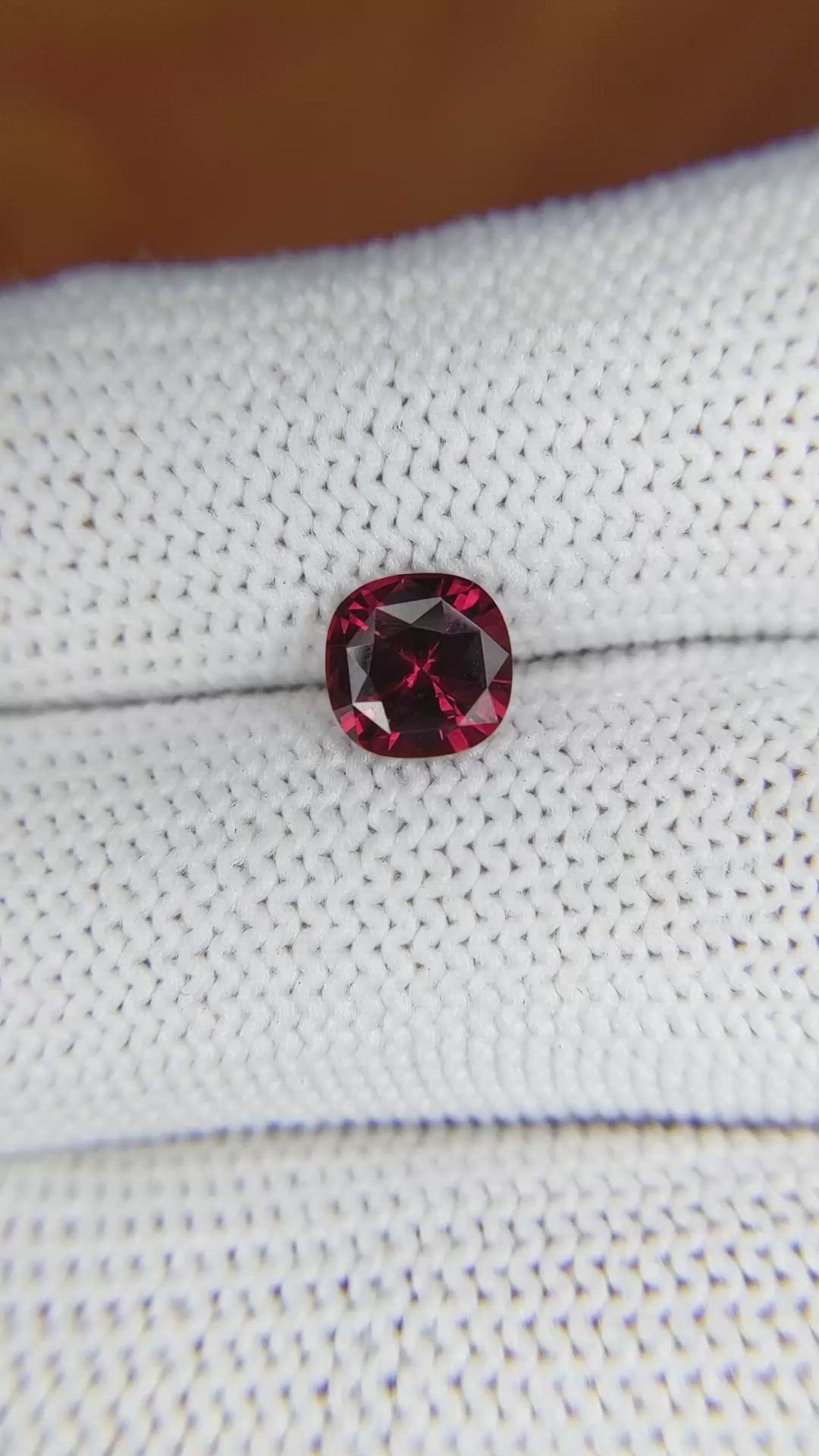 1.29 Ct. Rhodolite Garnet from Ceylon (Sri Lanka) Size Video