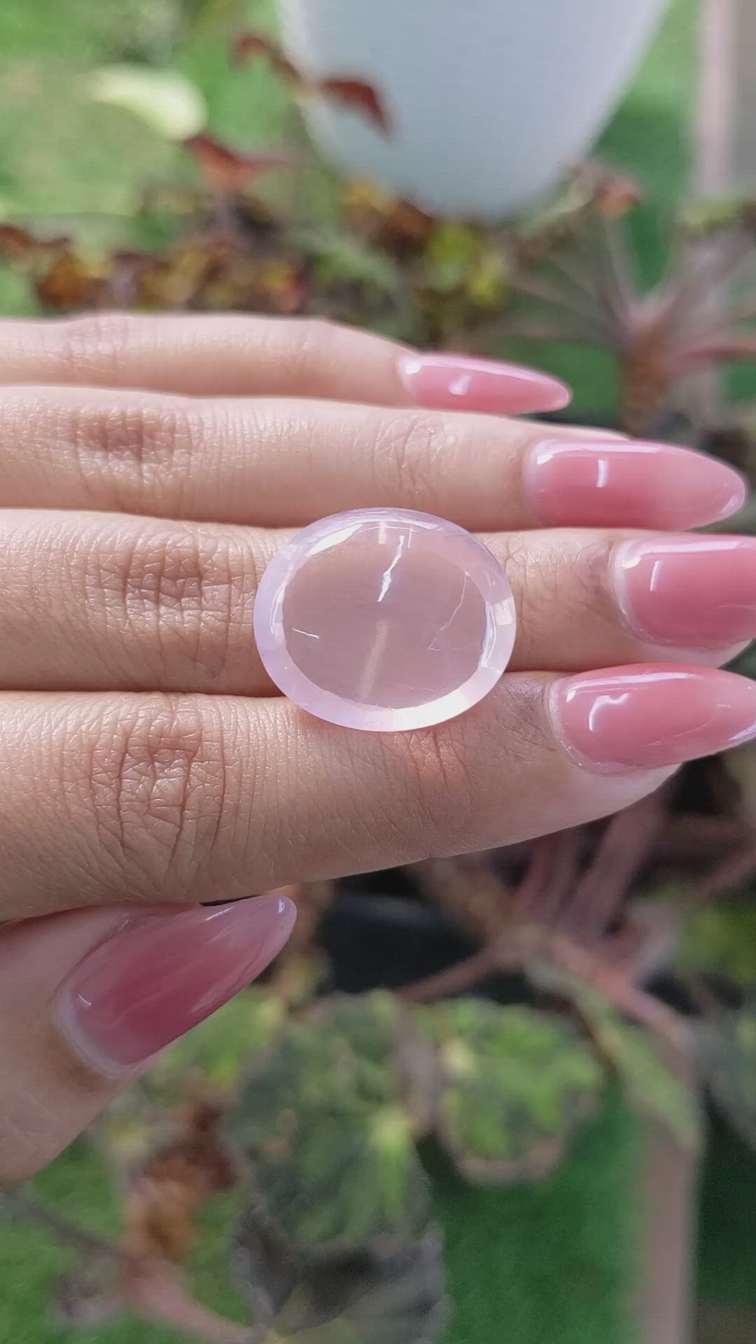 21.97 Ct. Cabochon Rose Quartz from Ceylon (Sri Lanka) Size Video