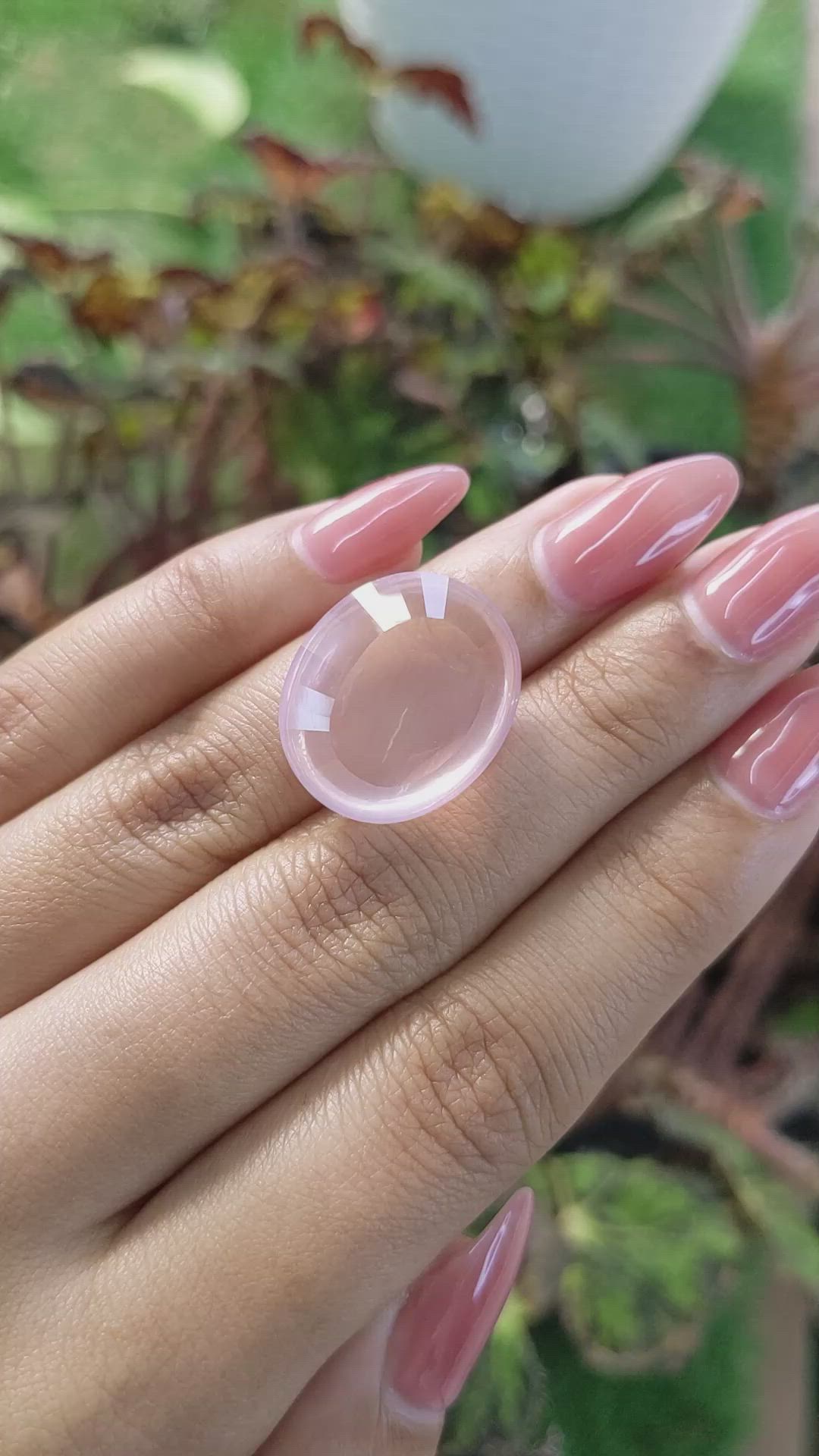 21.97 Ct. Cabochon Rose Quartz from Ceylon (Sri Lanka) Size Video