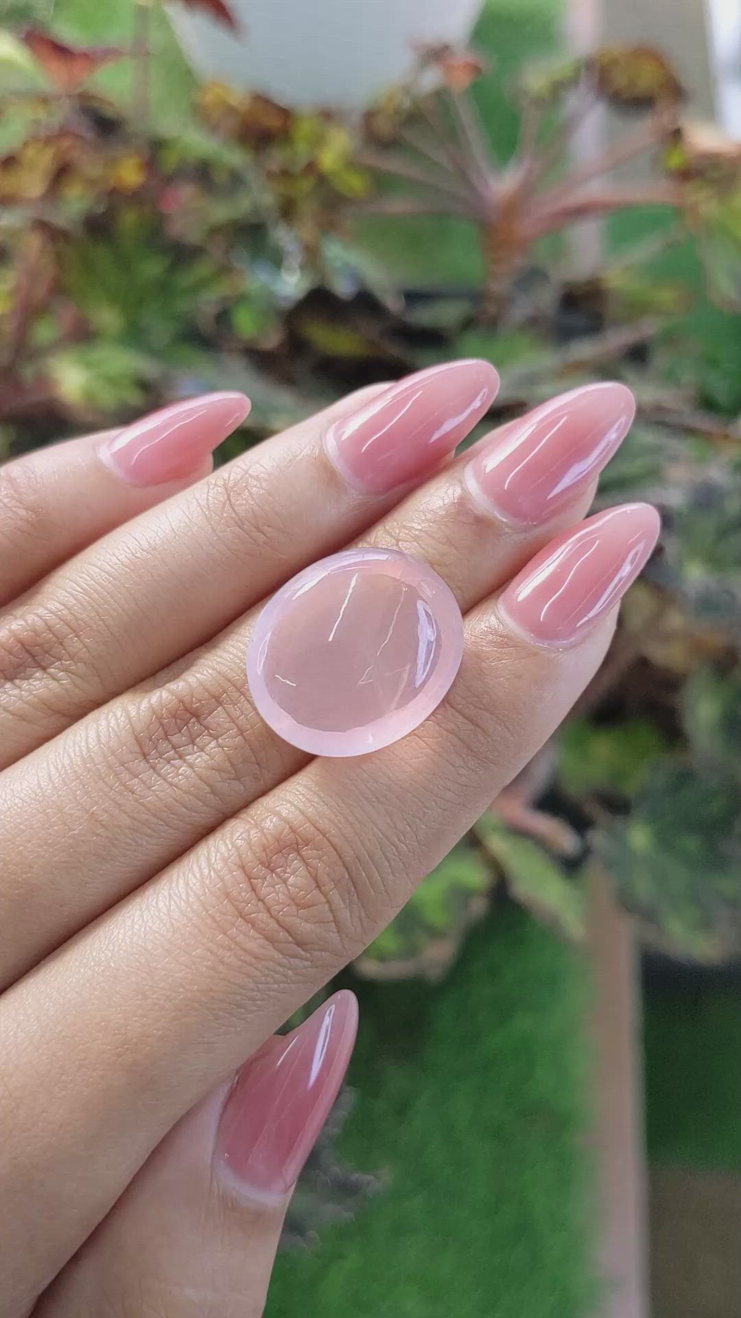 21.97 Ct. Cabochon Rose Quartz from Ceylon (Sri Lanka) Size Video