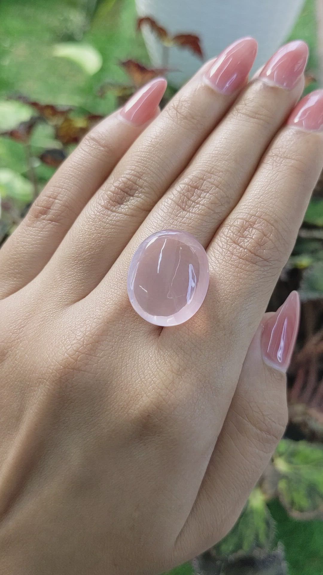21.97 Ct. Cabochon Rose Quartz from Ceylon (Sri Lanka) Size Video