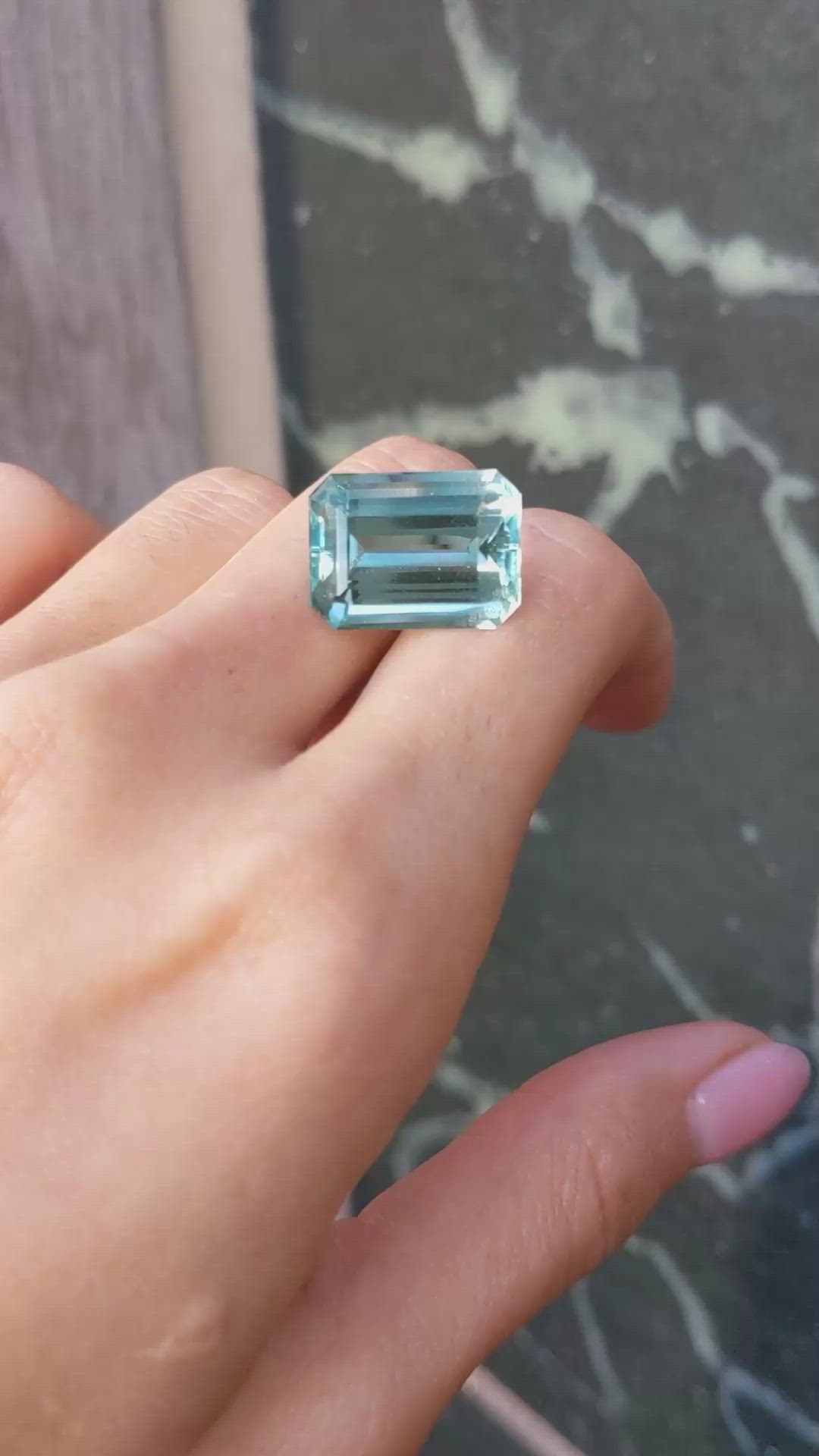 15.37 Ct. Blue Aquamarine from Brazil Size Video