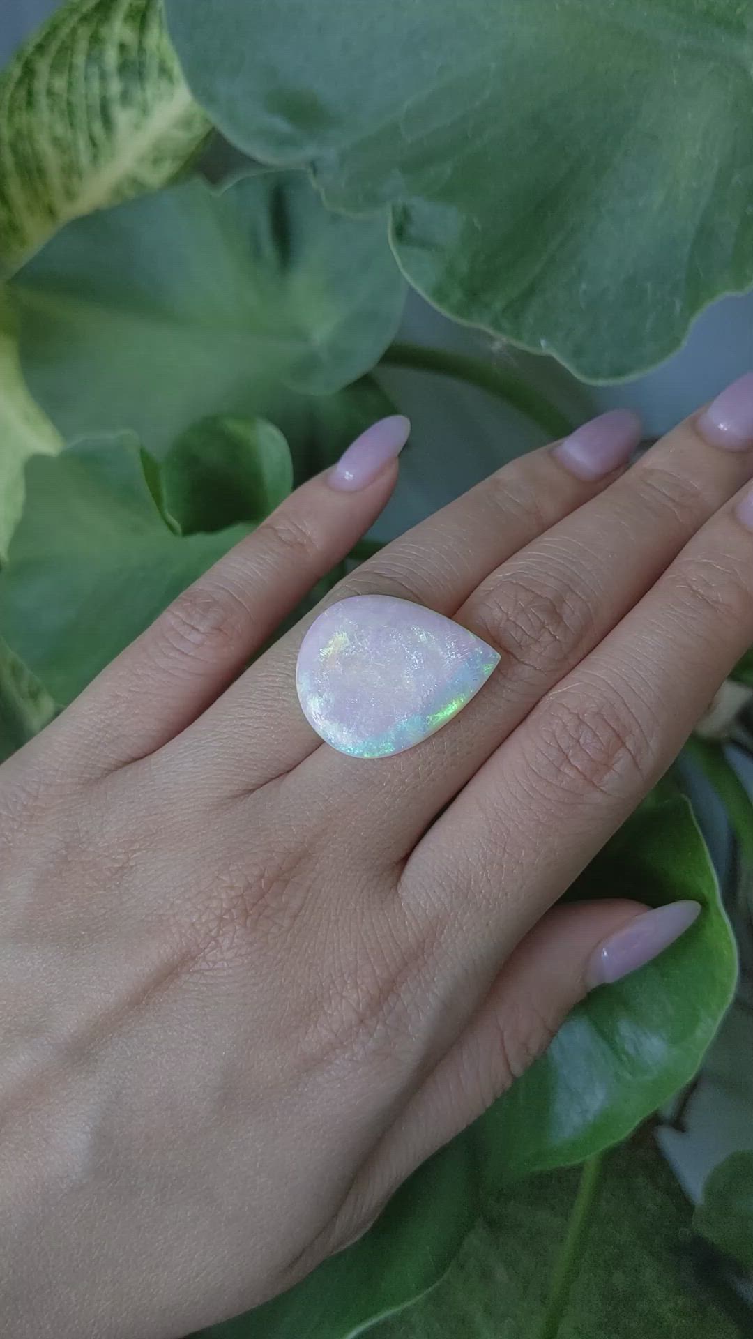 11.32 Ct. Cabochon White Opal from Australia Size Video