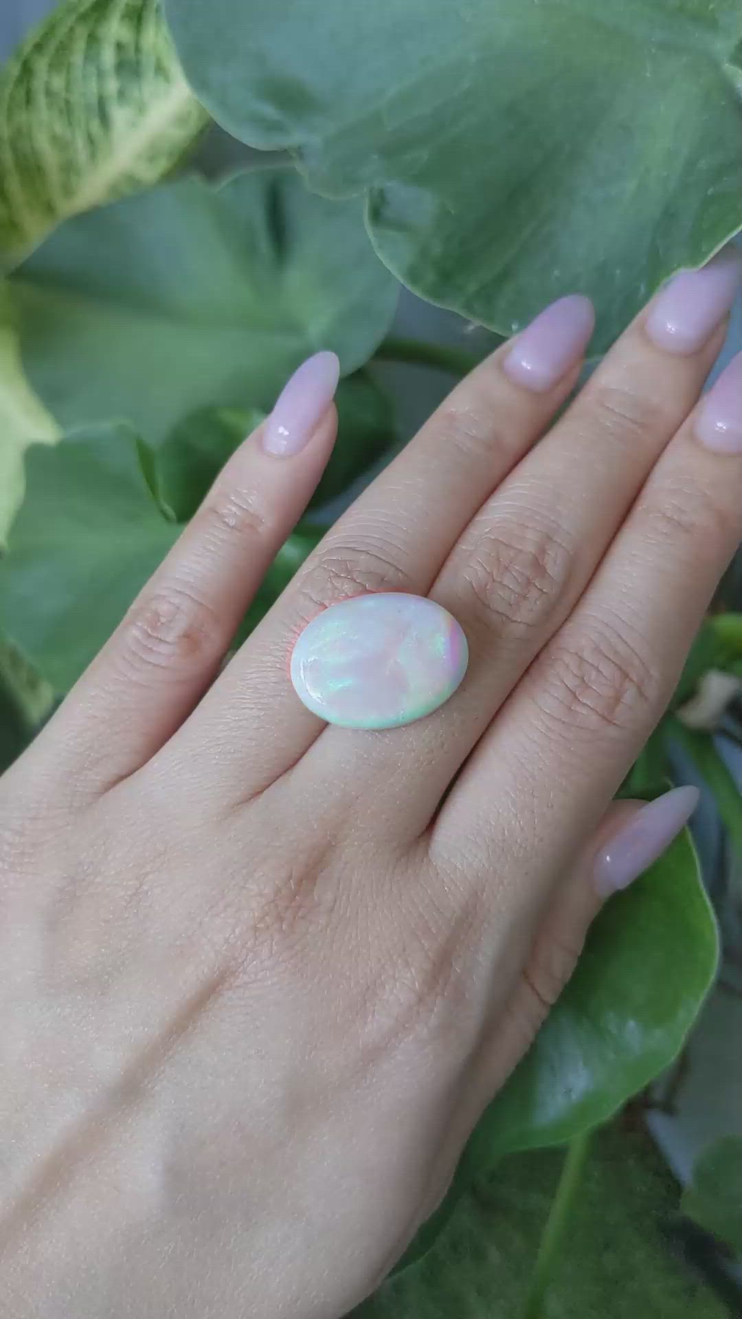 18.12 Ct. Cabochon White Opal from Australia Size Video