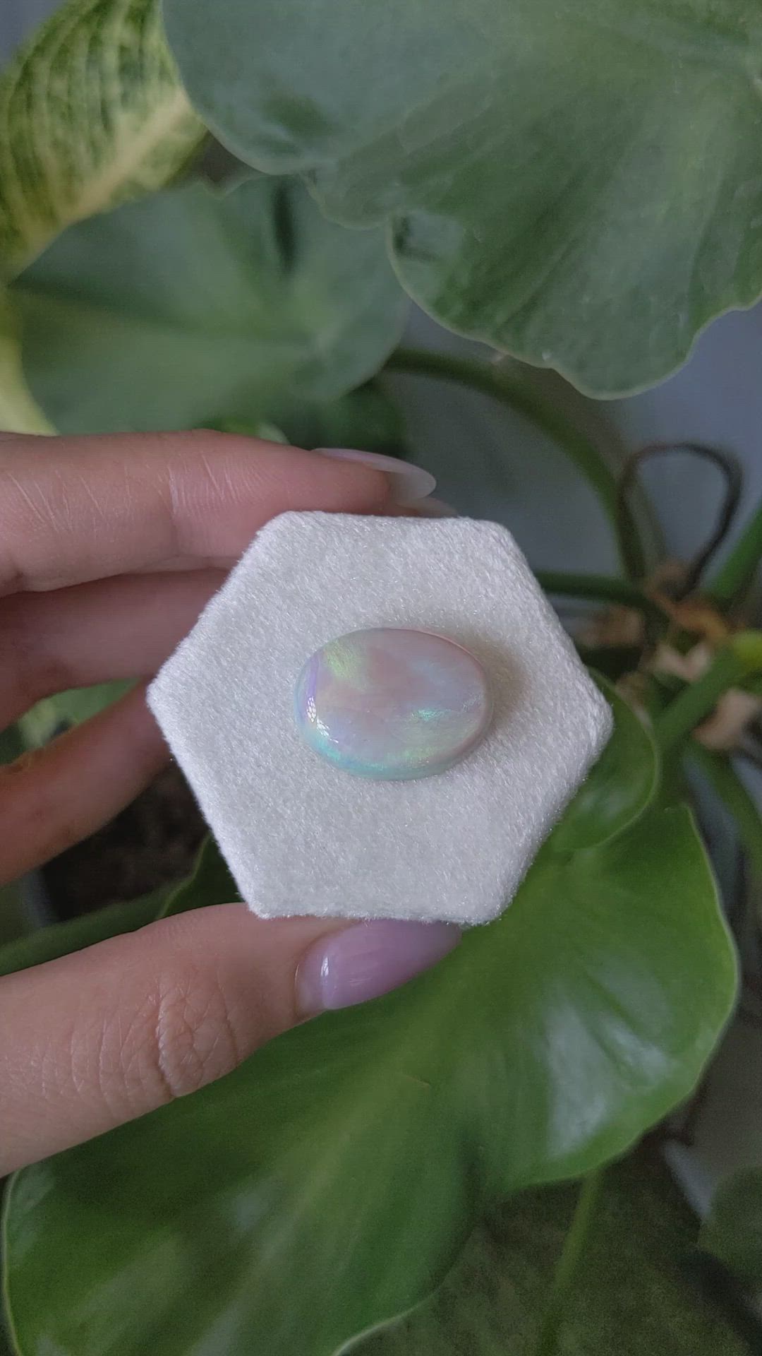 18.12 Ct. Cabochon White Opal from Australia Size Video