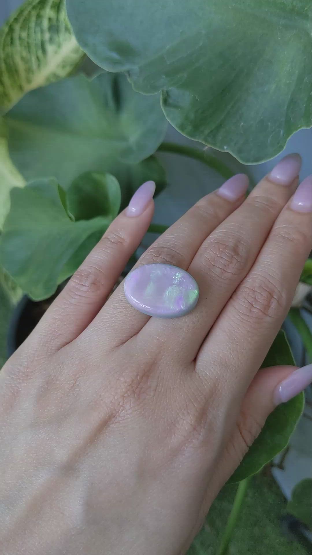 15.83 Ct. Cabochon White Opal from Australia Size Video