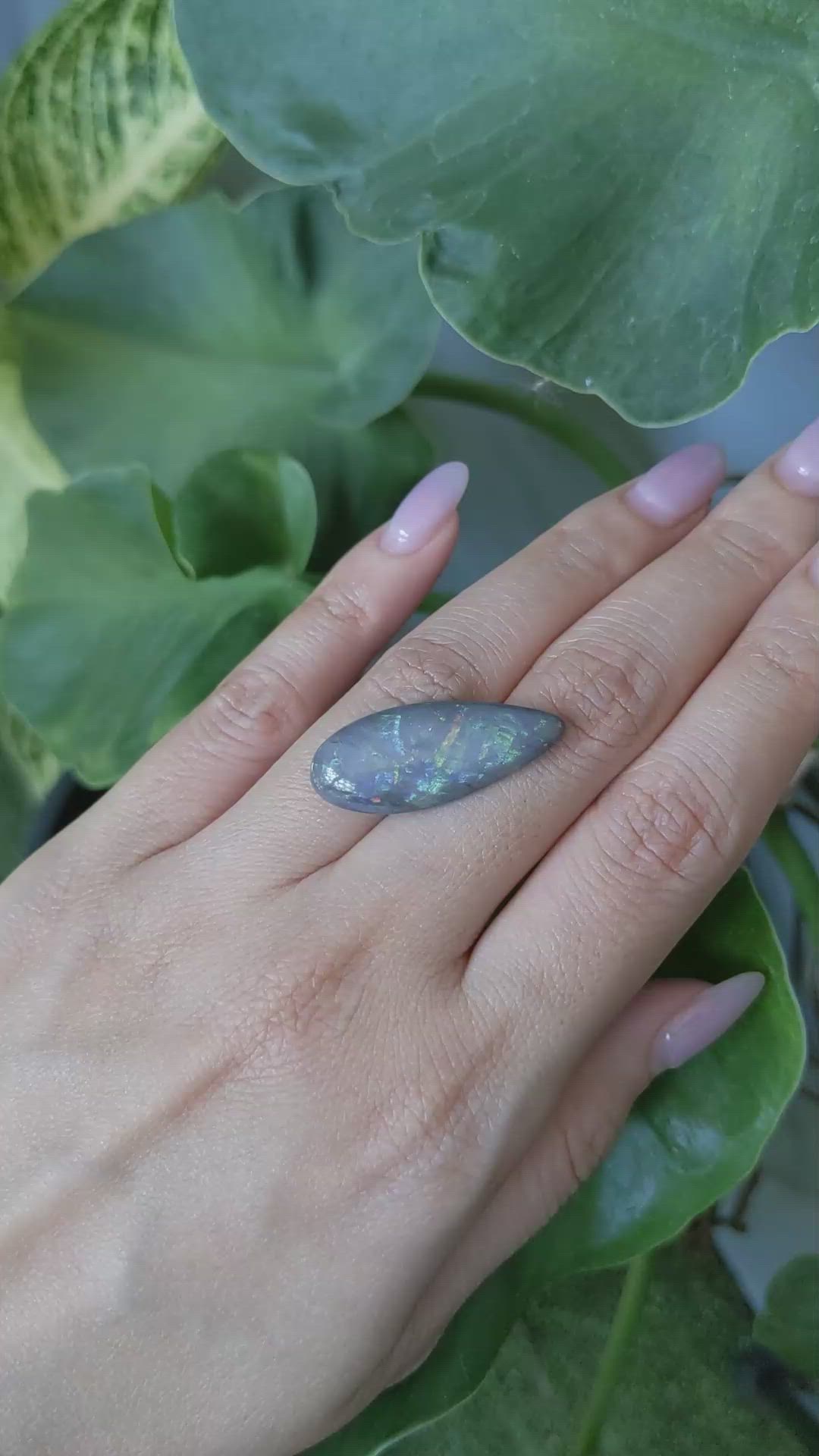 10.58 Ct. Cabochon Black Opal from Australia Size Video