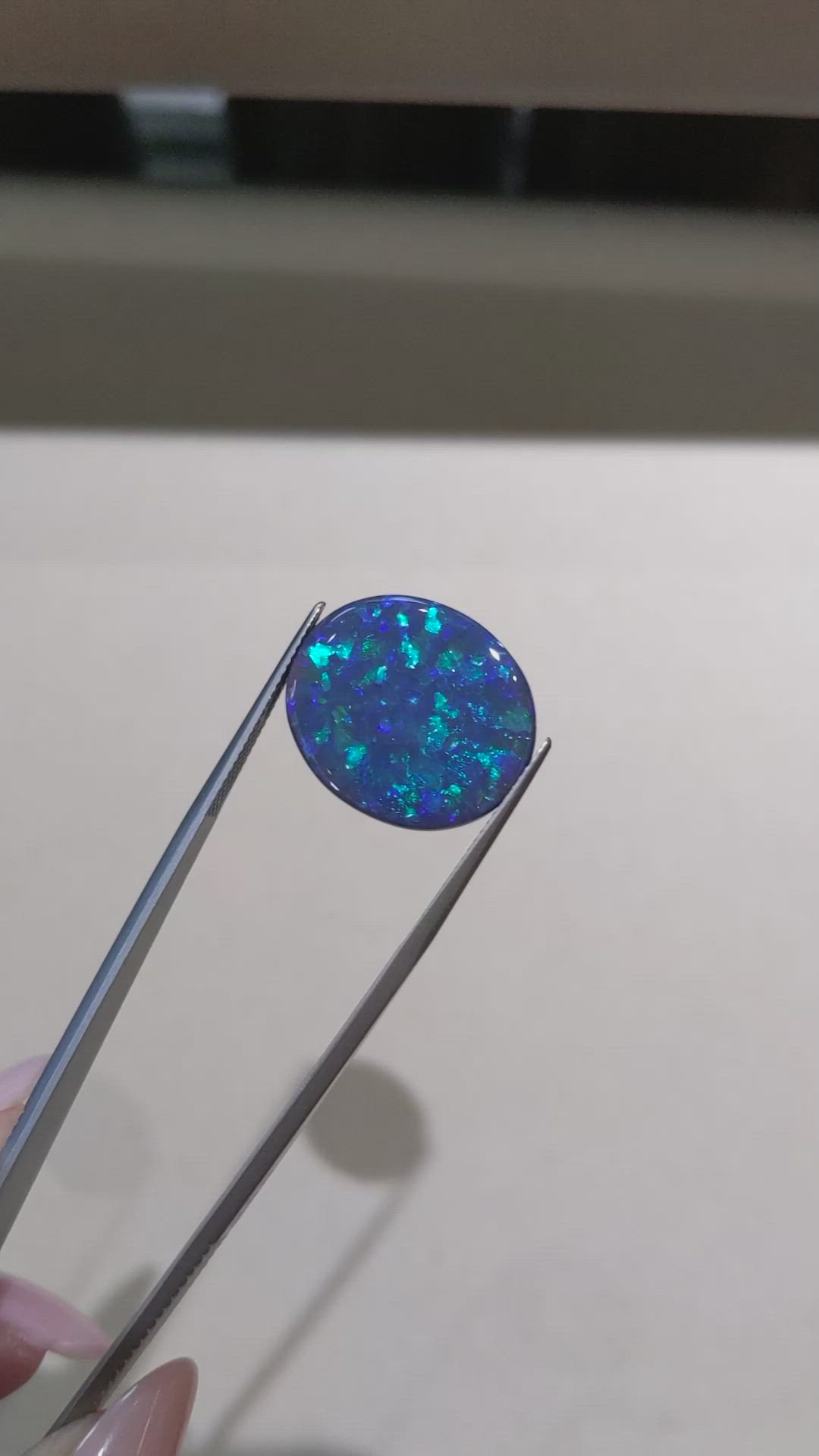 9.63 Ct. Multi Color Black Opal from Australia Size Video