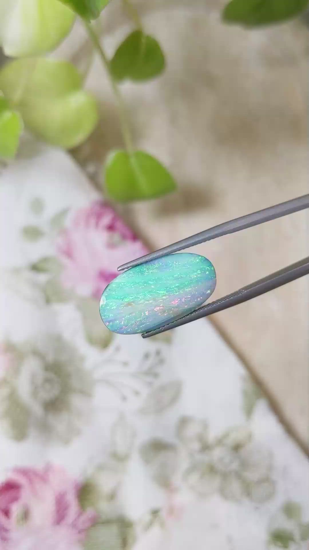 9.85 Ct. Cabochon Boulder Opal from Australia Size Video