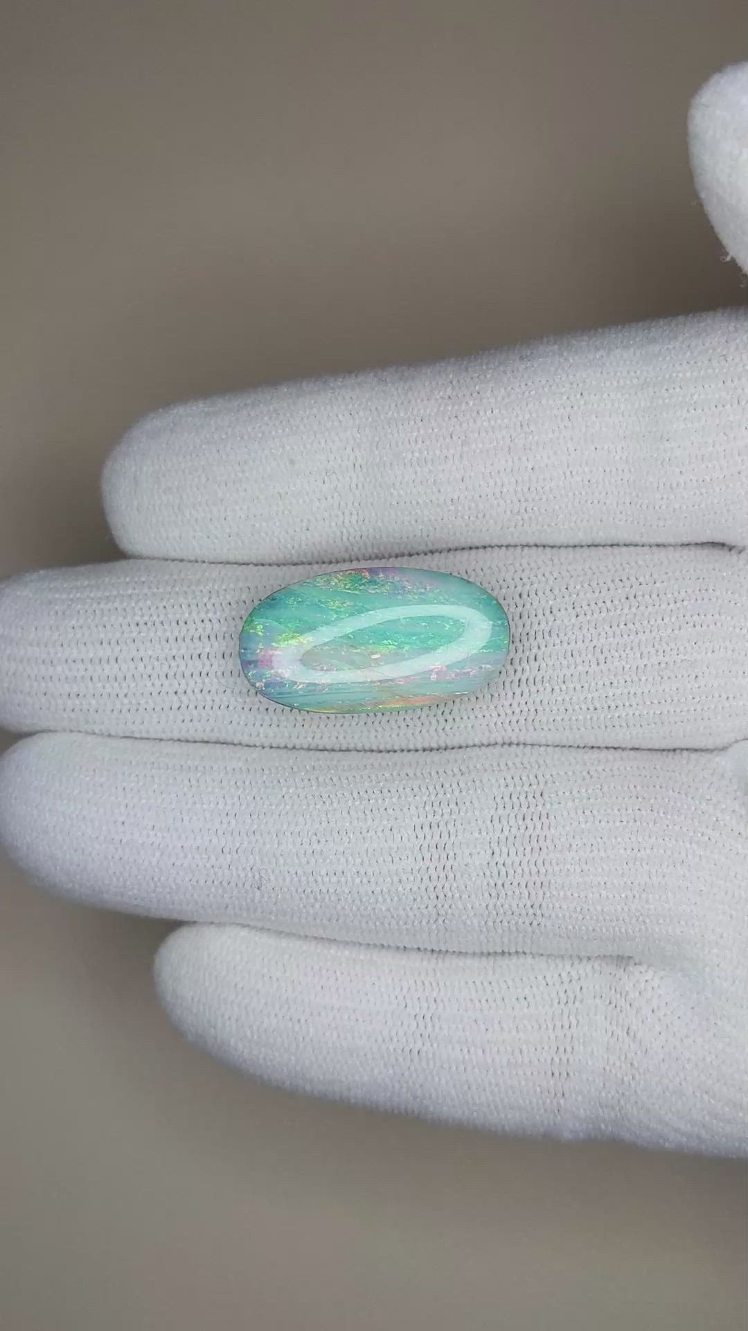 9.85 Ct. Cabochon Boulder Opal from Australia Size Video