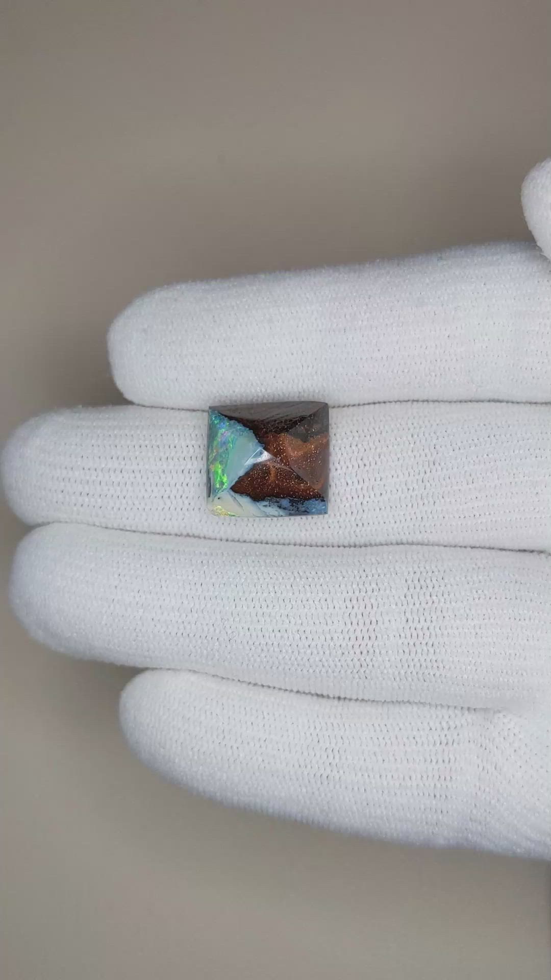 9.53 Ct. Cabochon Boulder Opal from Australia Size Video