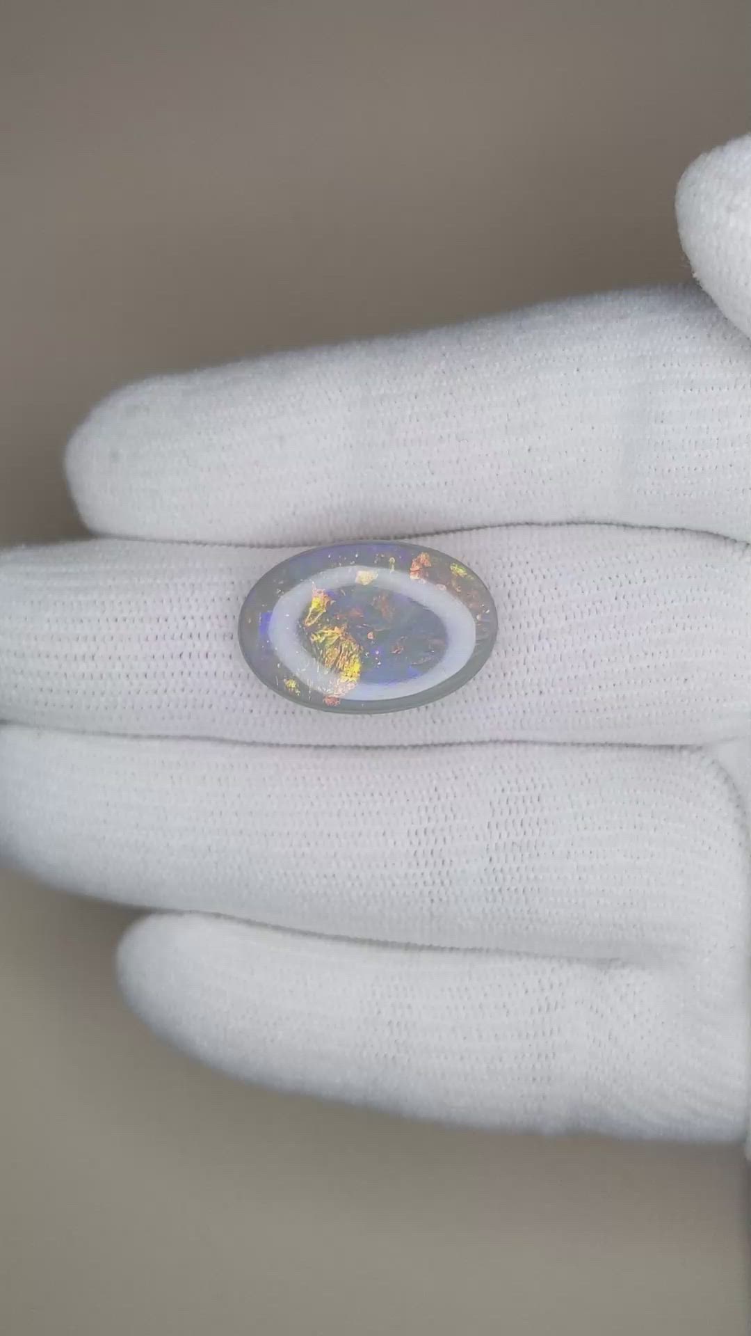 8.71 Ct. Cabochon Semi-Black Opal from Australia Size Video