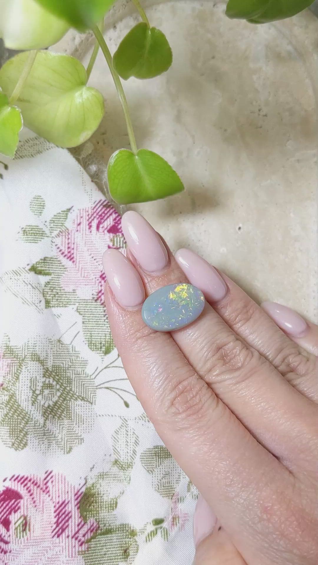 8.71 Ct. Cabochon Semi-Black Opal from Australia Size Video