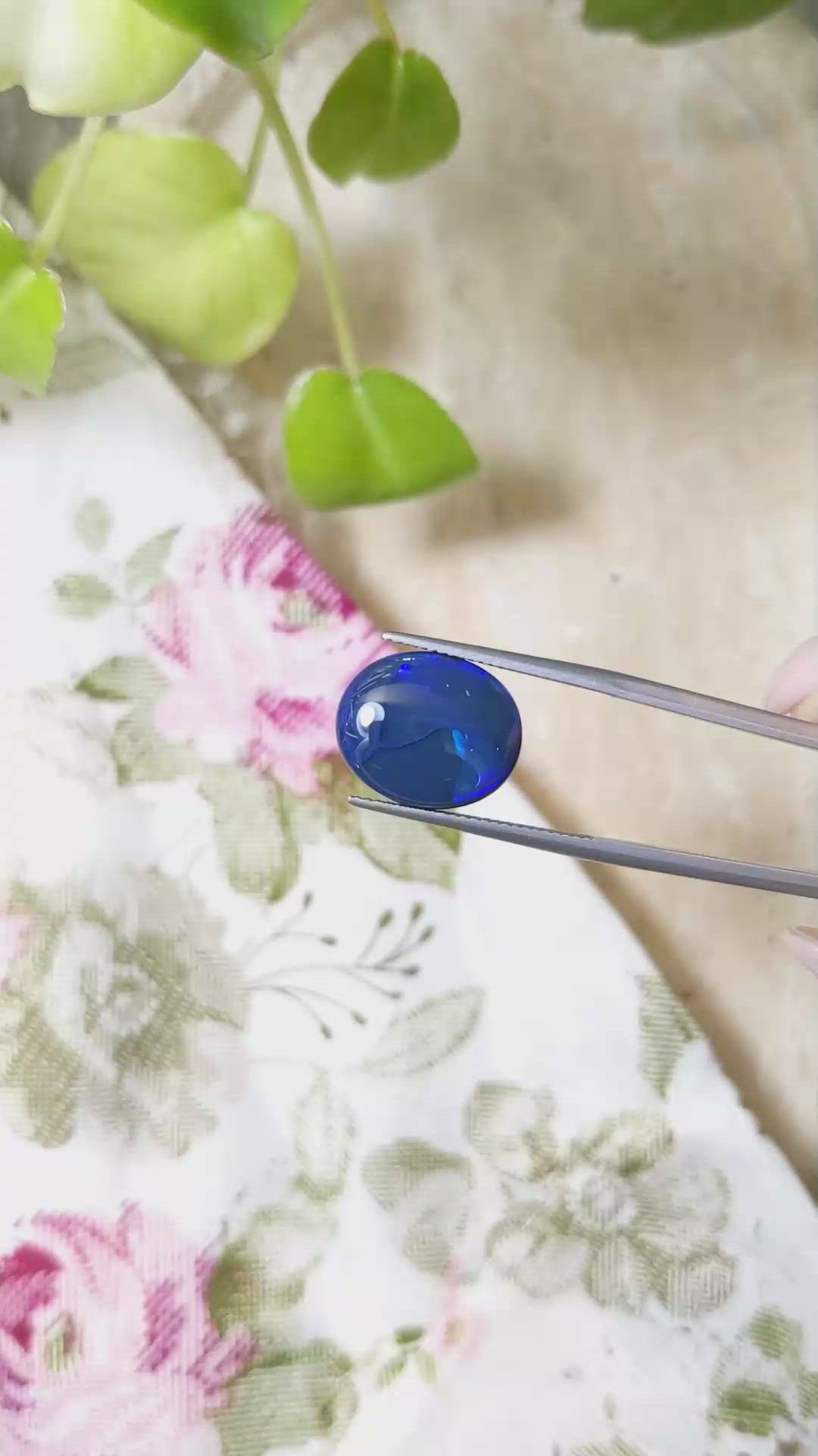 7.41 Ct. Cabochon Black Opal from Australia Size Video