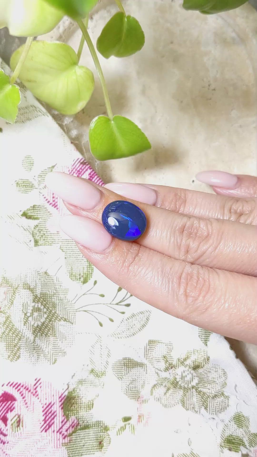 7.41 Ct. Cabochon Black Opal from Australia Size Video