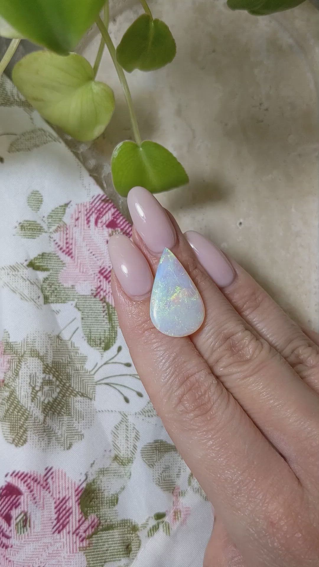 7.25 Ct. Cabochon White Opal from Australia Size Video
