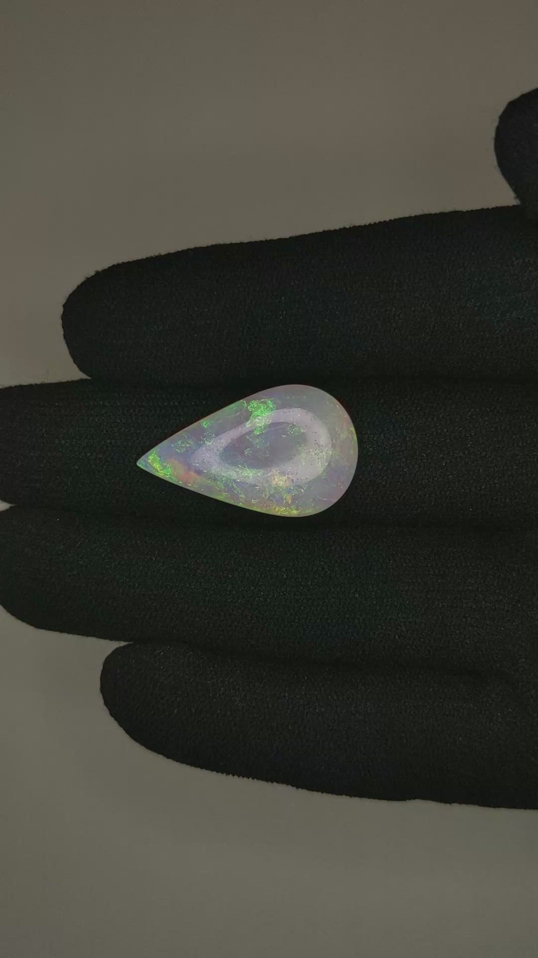 7.25 Ct. Cabochon White Opal from Australia Size Video