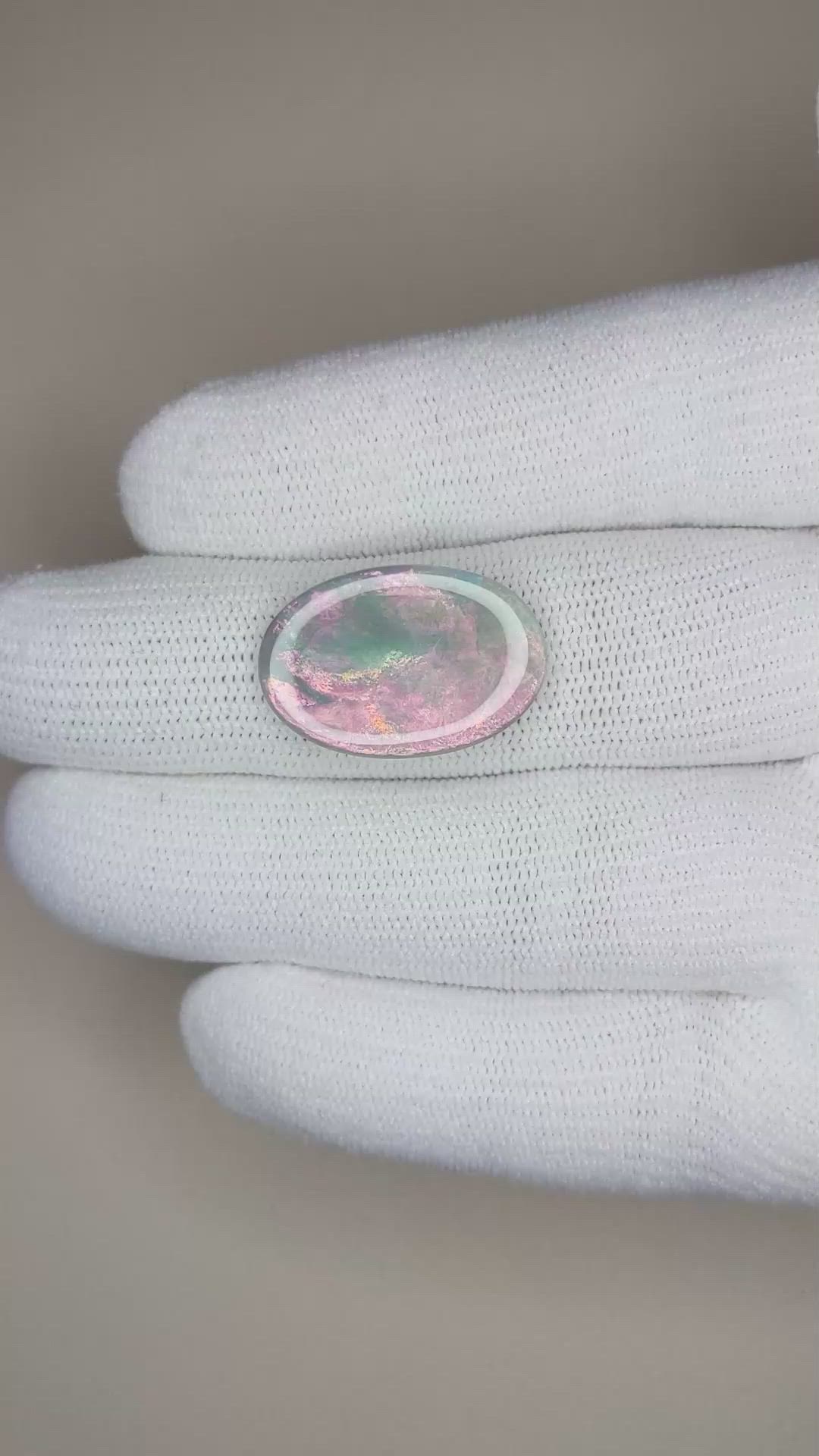 6.20 Ct. Cabochon Semi-Black Opal from Australia Size Video