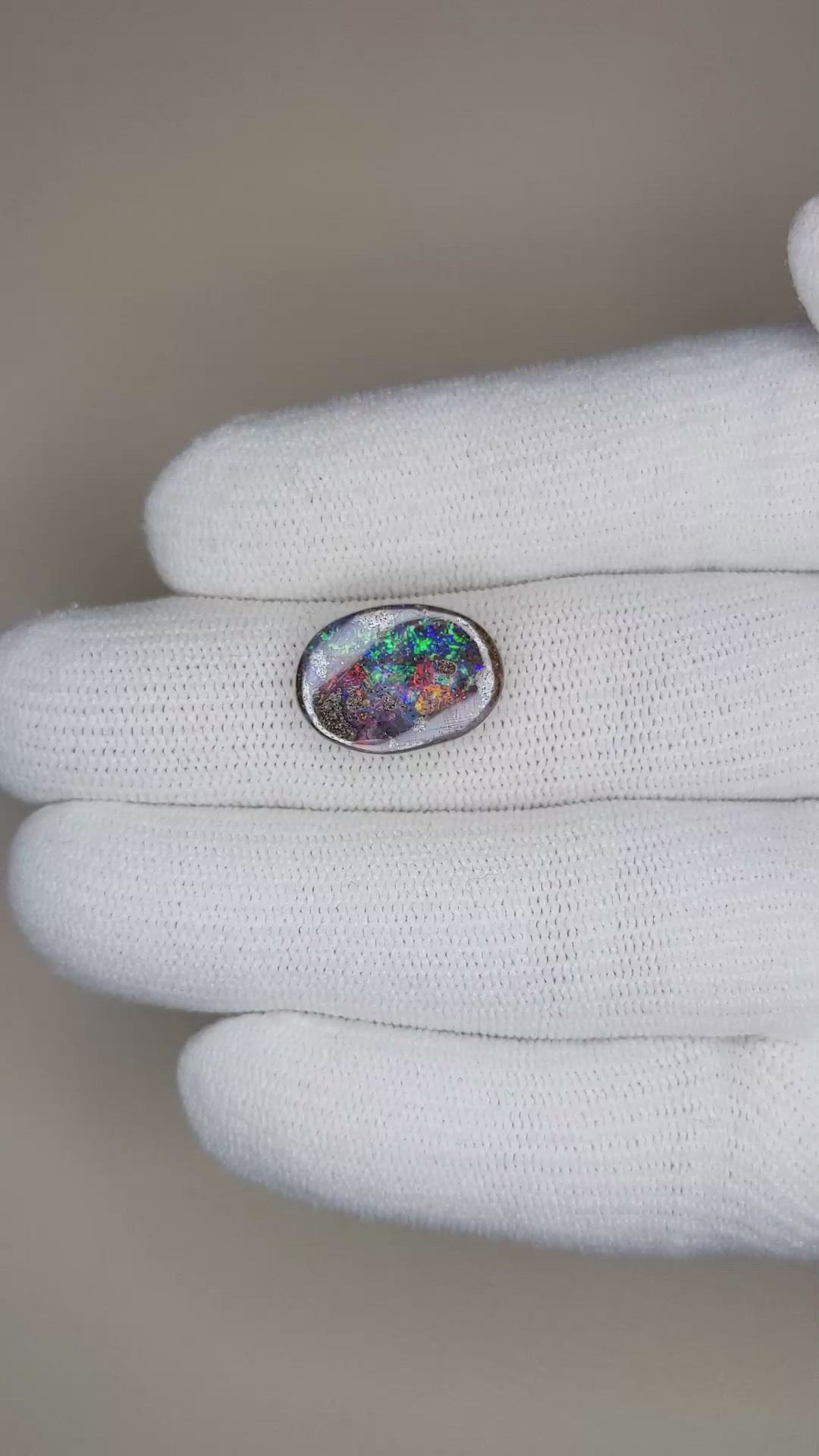 5.17 Ct. Cabochon Boulder Opal from Australia Size Video