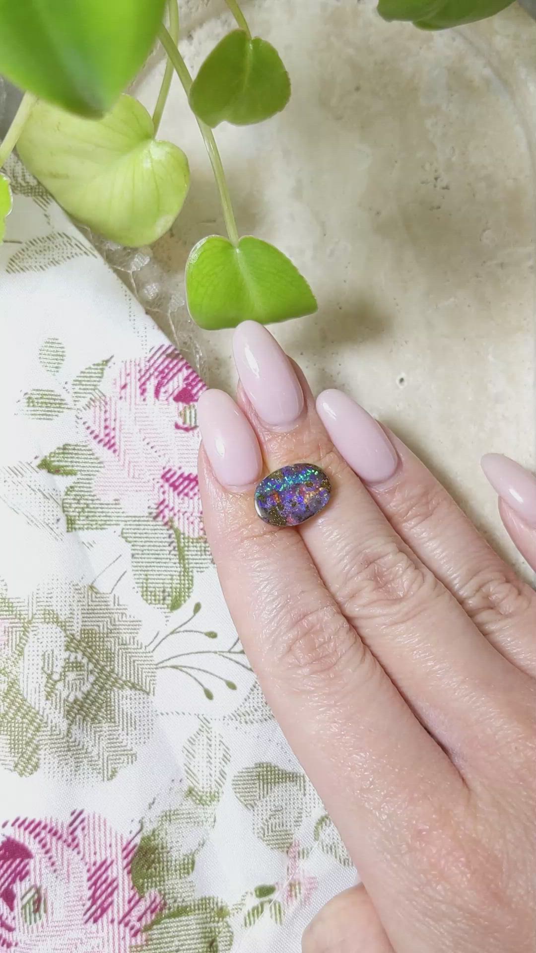 5.17 Ct. Cabochon Boulder Opal from Australia Size Video