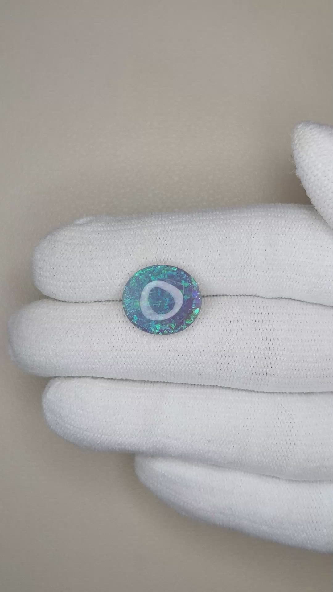 4.32 Ct. Cabochon Semi-Black Opal from Australia Size Video