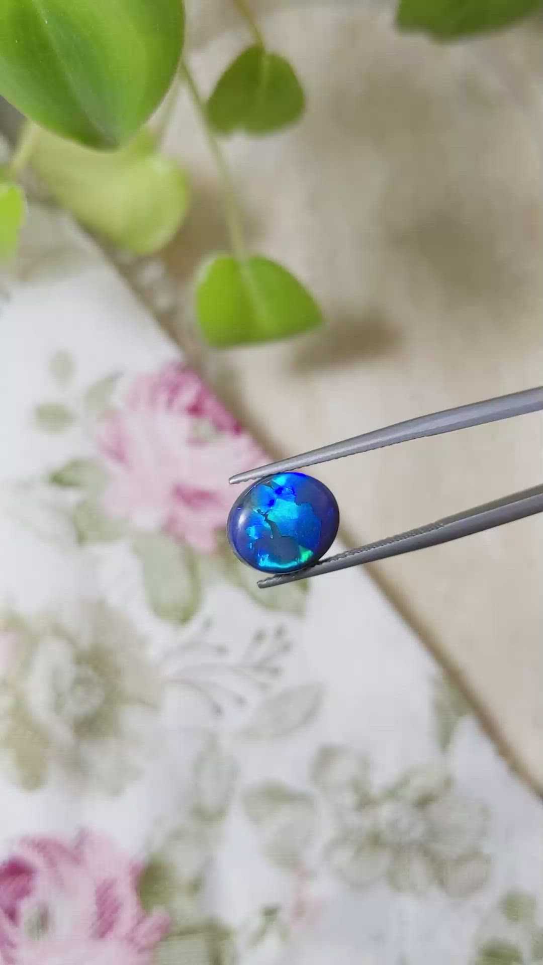 4.34 Ct. Cabochon Black Opal from Australia Size Video