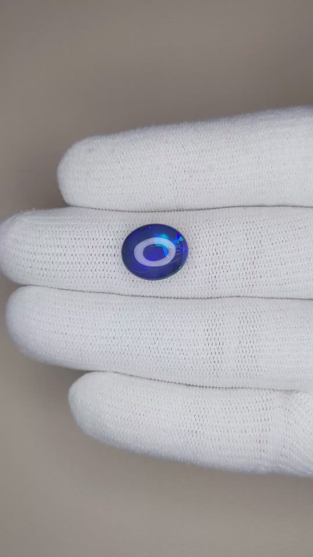 4.34 Ct. Cabochon Black Opal from Australia Size Video