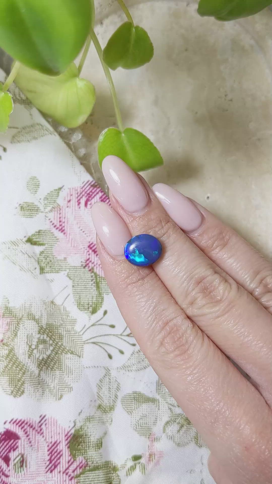 4.34 Ct. Cabochon Black Opal from Australia Size Video