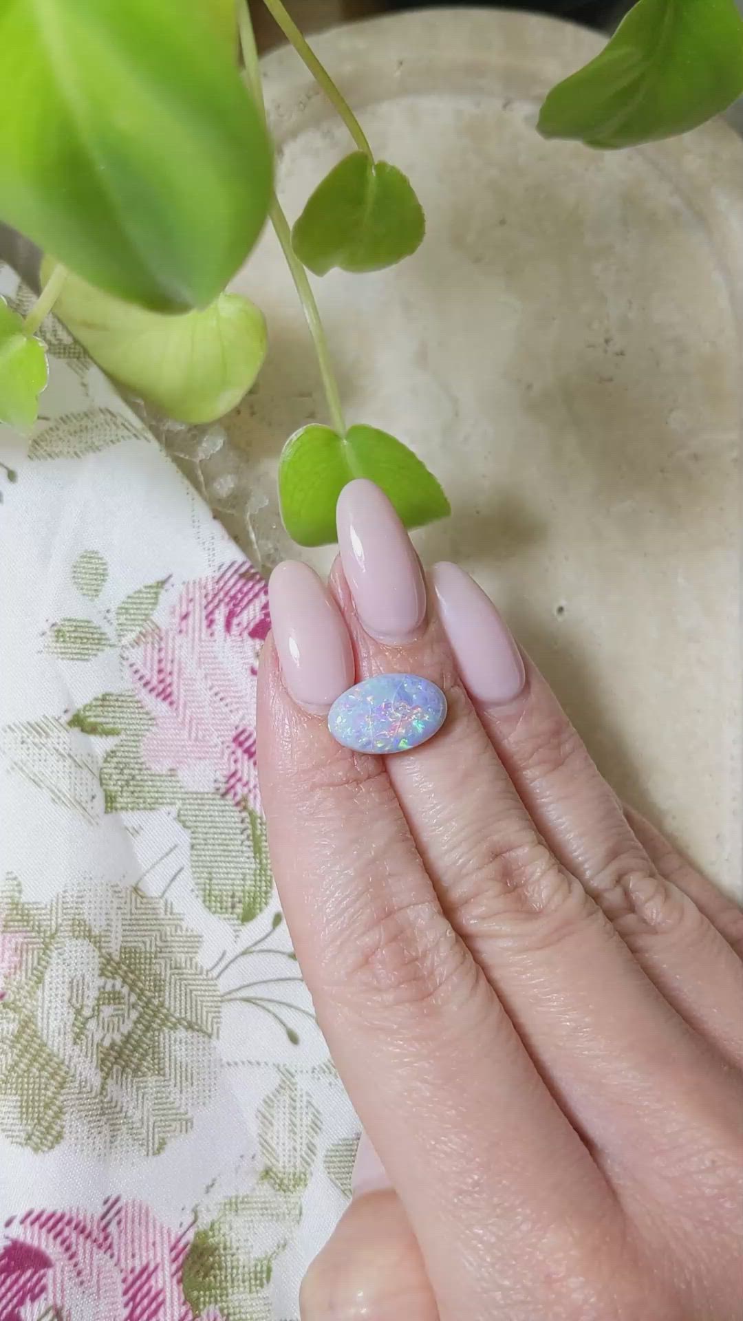 3.96 Ct. Cabochon Semi-Black Opal from Australia Size Video