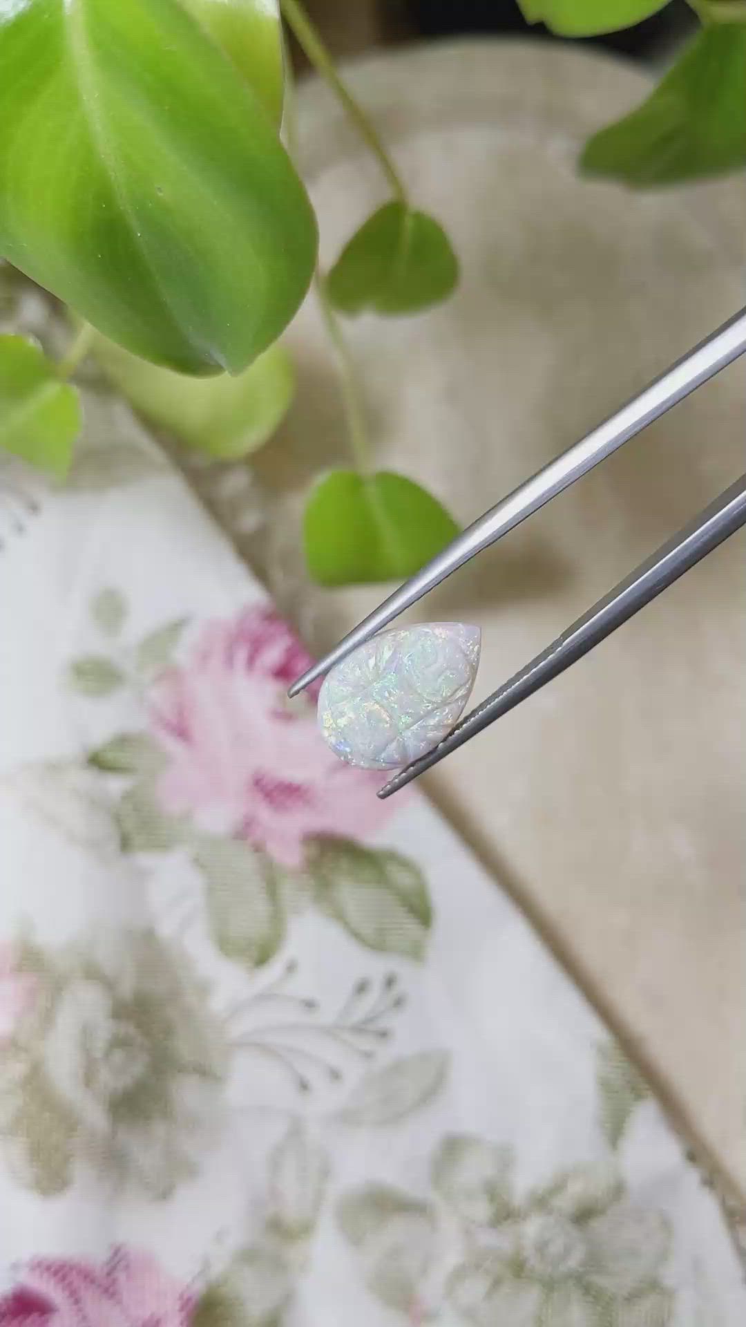 3.73 Ct. Cabochon White Opal from Australia Size Video