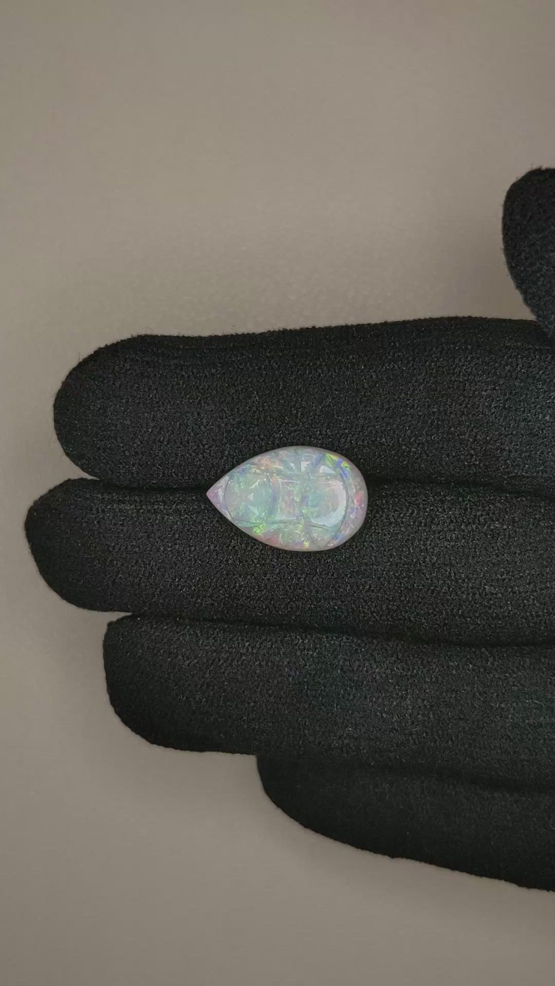 3.73 Ct. Cabochon White Opal from Australia Size Video