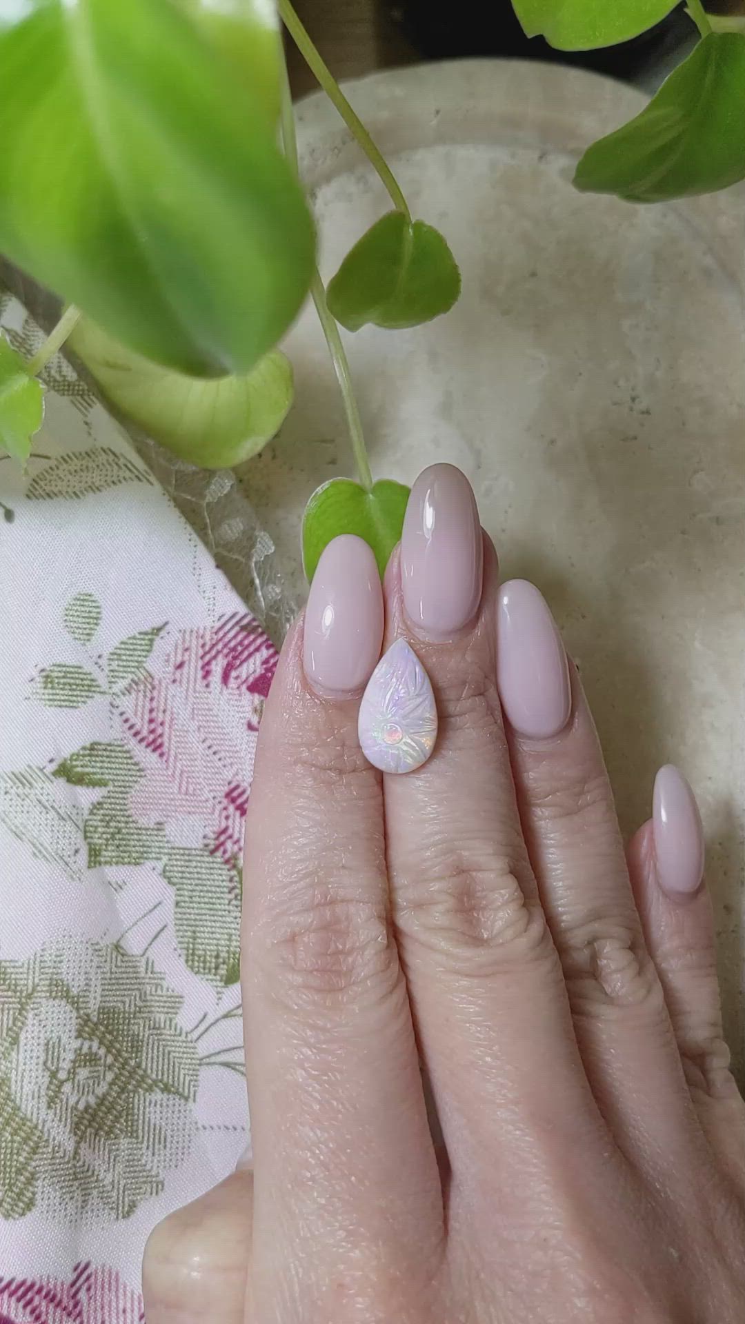 3.56 Ct. Cabochon White Opal from Australia Size Video