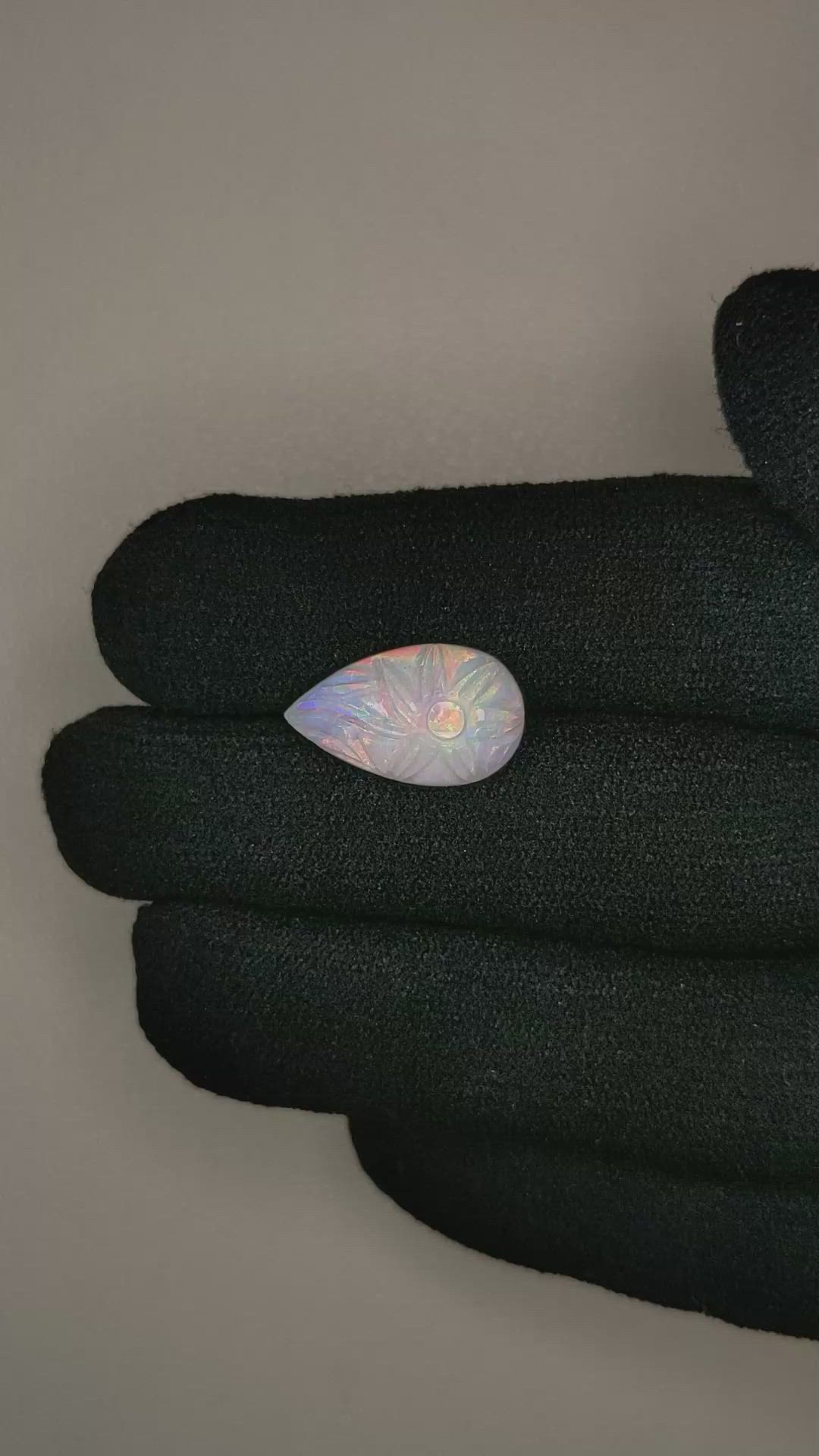 3.56 Ct. Cabochon White Opal from Australia Size Video