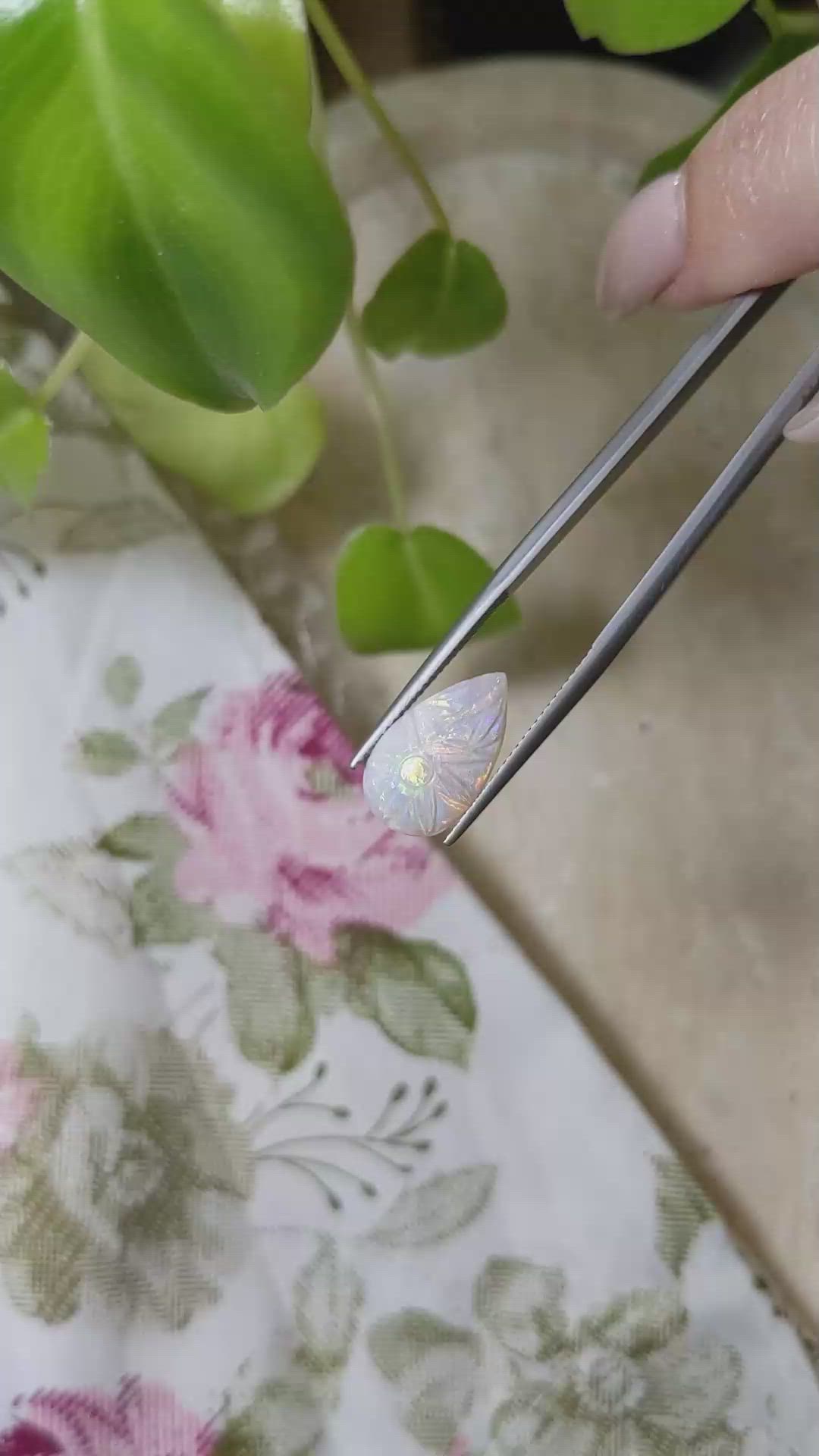 3.56 Ct. Cabochon White Opal from Australia Size Video