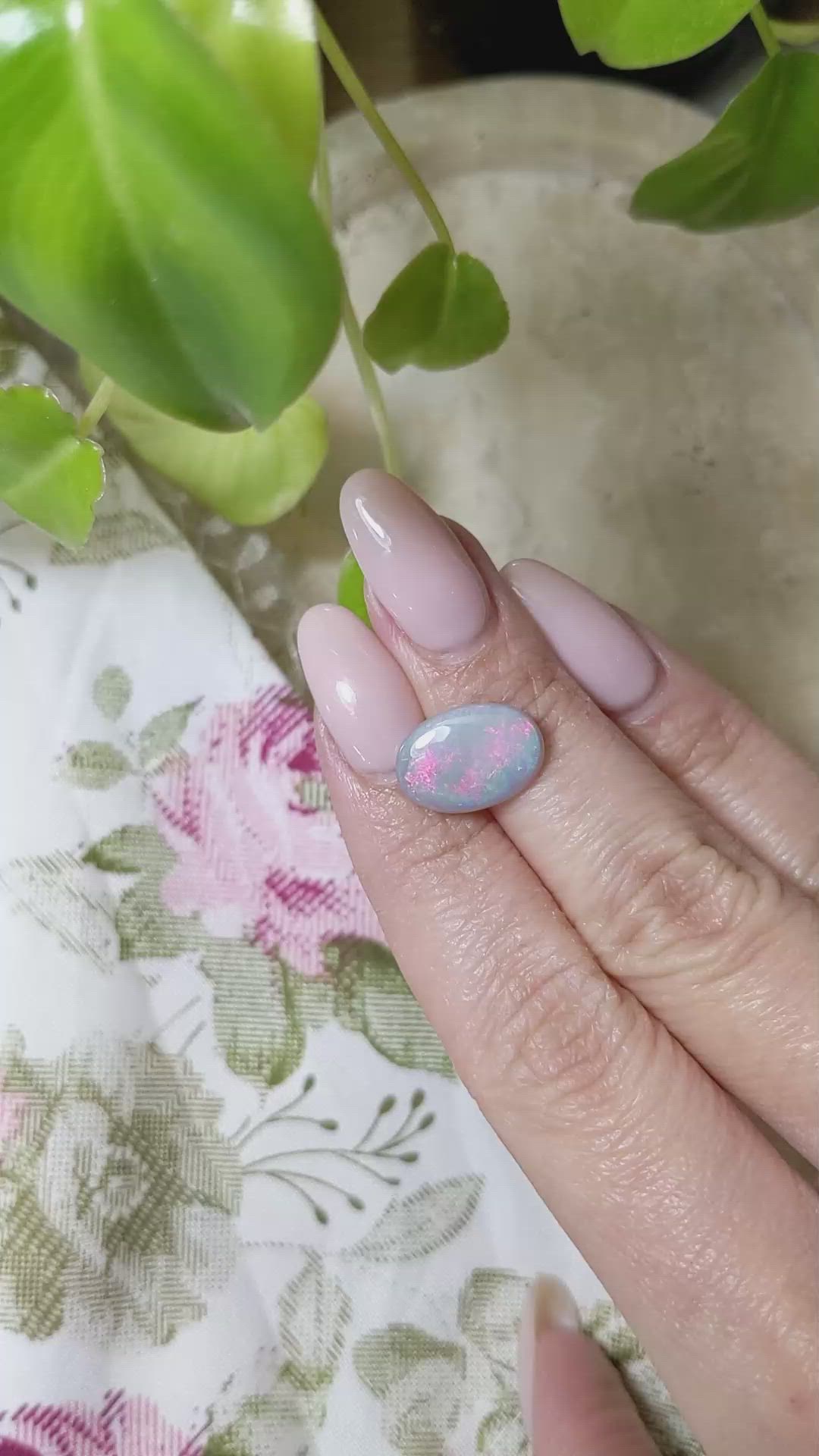 3.18 Ct. Cabochon White Opal from Australia Size Video