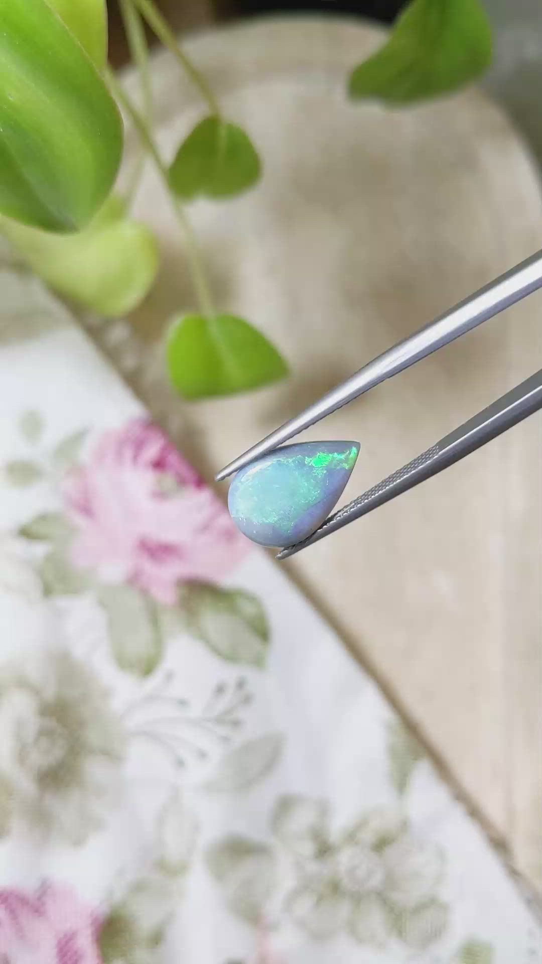 2.95 Ct. Cabochon Semi-Black Opal from Australia Size Video