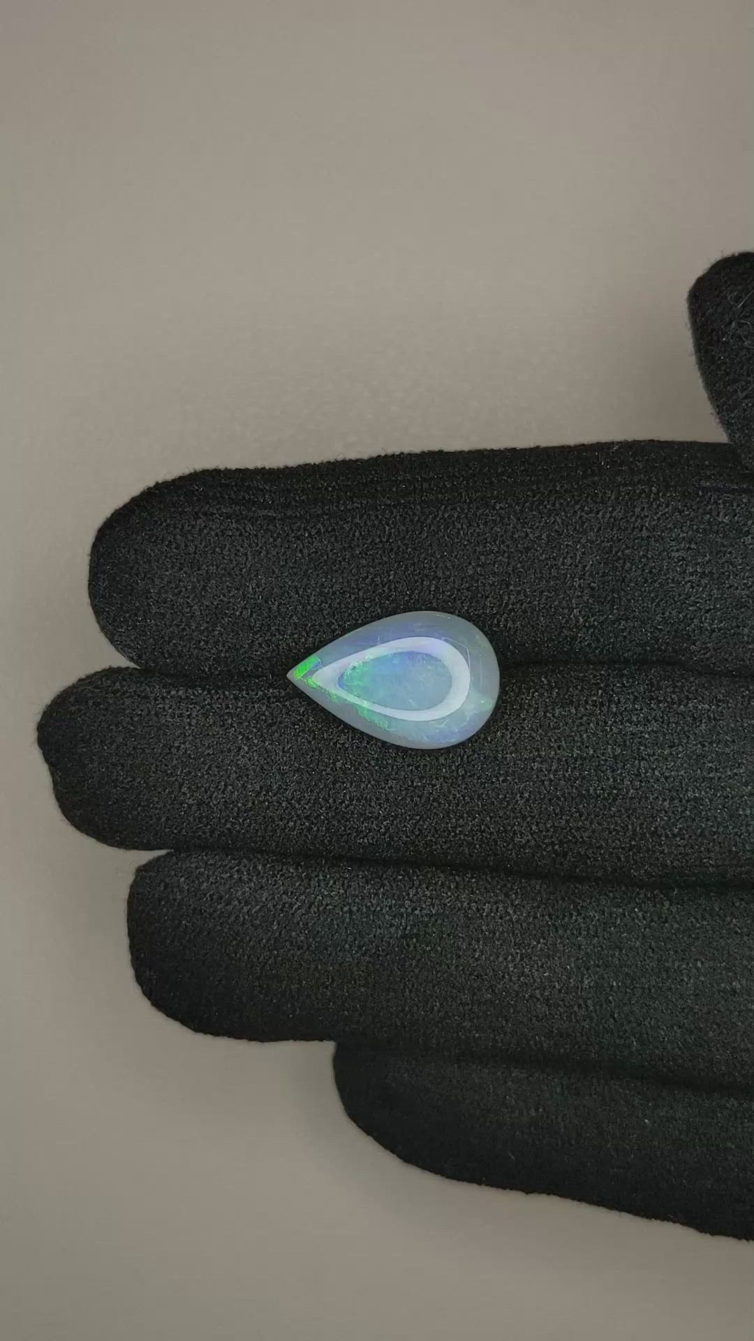 2.95 Ct. Cabochon Semi-Black Opal from Australia Size Video