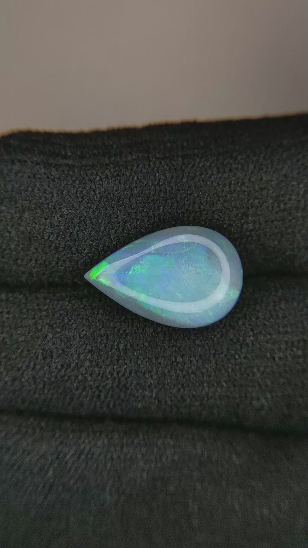 2.95 Ct. Cabochon Semi-Black Opal from Australia Size Video