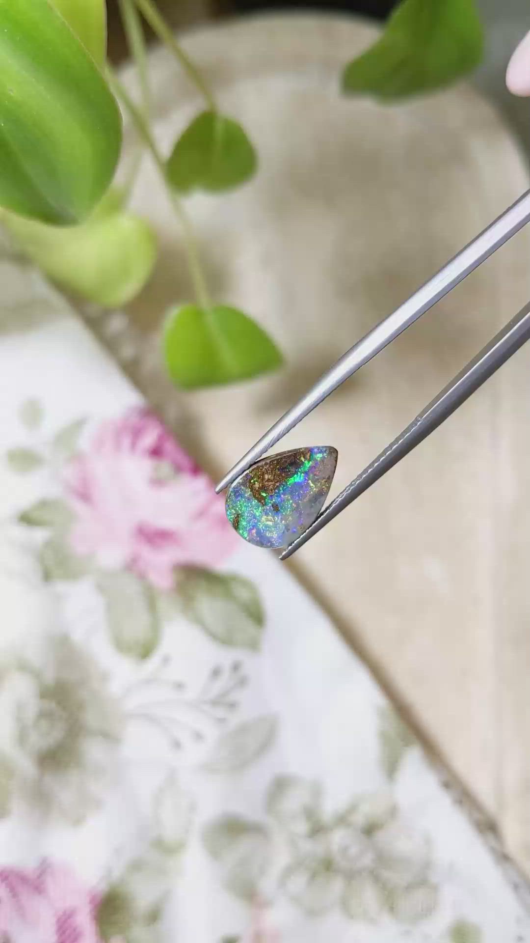 2.93 Ct. Cabochon Boulder Opal from Australia Size Video