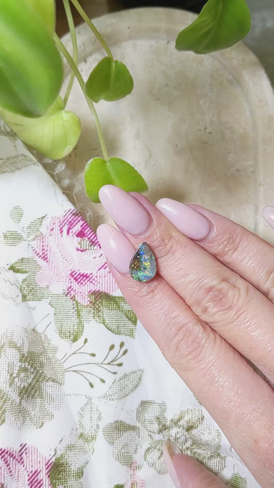 2.93 Ct. Cabochon Boulder Opal from Australia Size Video