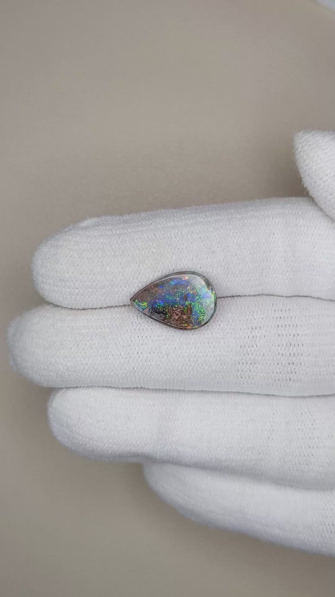 2.93 Ct. Cabochon Boulder Opal from Australia Size Video